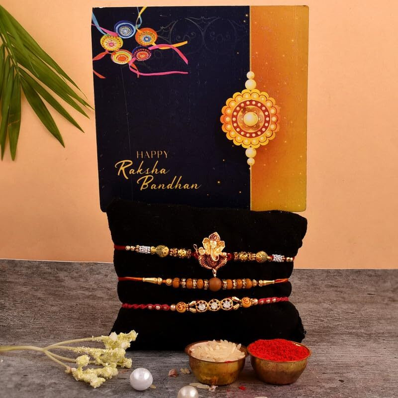 Yalambar Rakhi Gift For Brother With Rakhi Gift Combo For Brother Best Gift For Bhaiya Bhabhi +Adiyogi Shiva Statue For Car Dash Board + Rakhi Set Of-3 + + Free Rakhi Card-200-3