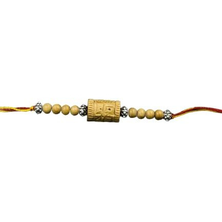 Rdk Sandalwood Charm Bracelet Wrist Band Rakhi For Raksha Bandhan, Rakhi Bracelet Collection, Rakhi For Brother, Personalised Brother Sister Rakhi Gift (Swastik Rakhi 2)