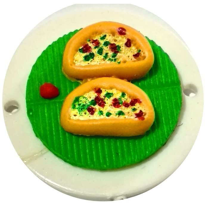 Ubuntu  Seasonal Designer 3D Food Rakhi For Kids - Attractive Embossed Foods Rakhi - Combo Pack With Roli & Chawal - (Pack Of 1) (Garlic Bread)