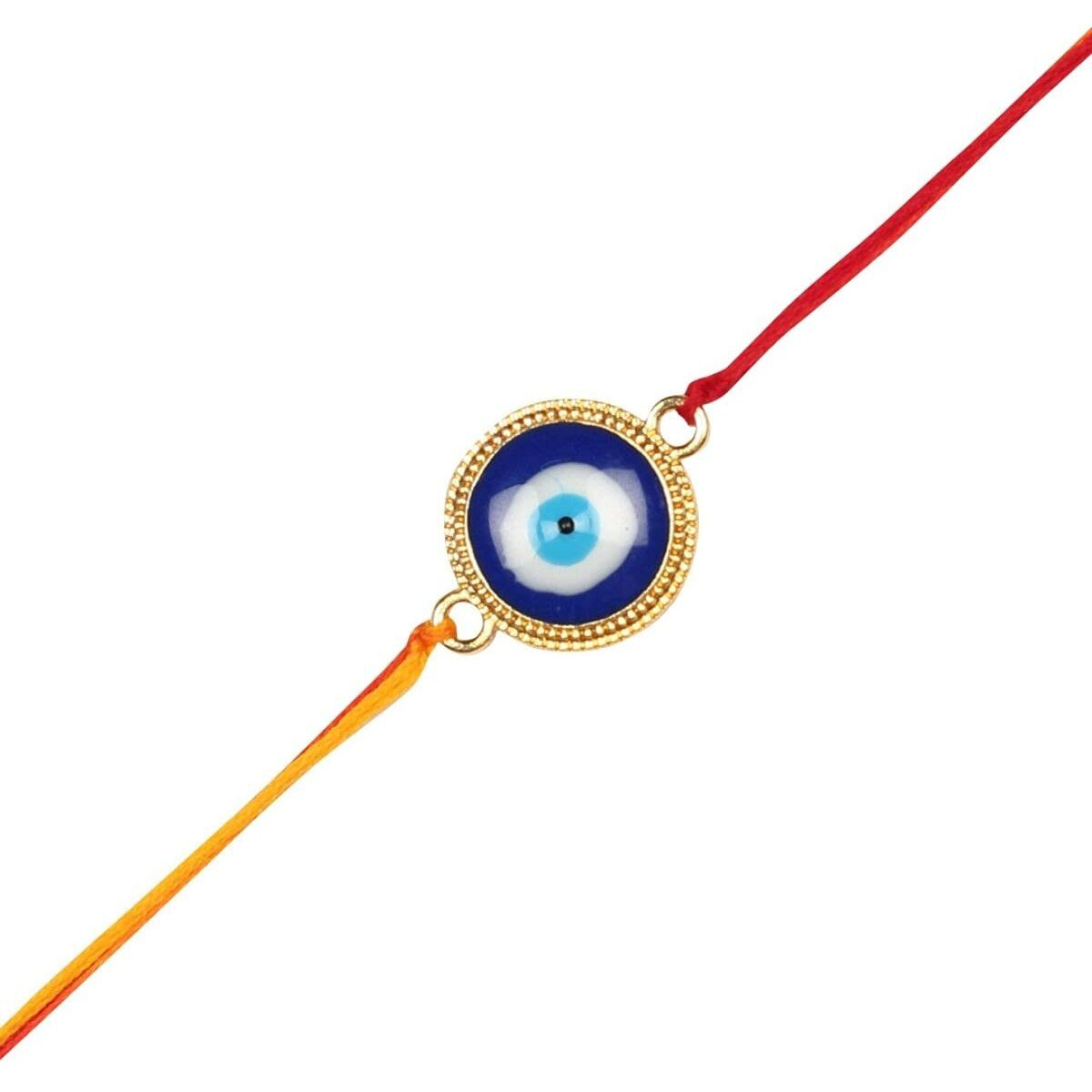 Accessher Traditional Evil Eye Rakhi Set For Brother With Peacock Designed Pooja Thali, Roli Kumkum Packets, And Happy Raksha Bandhan Card