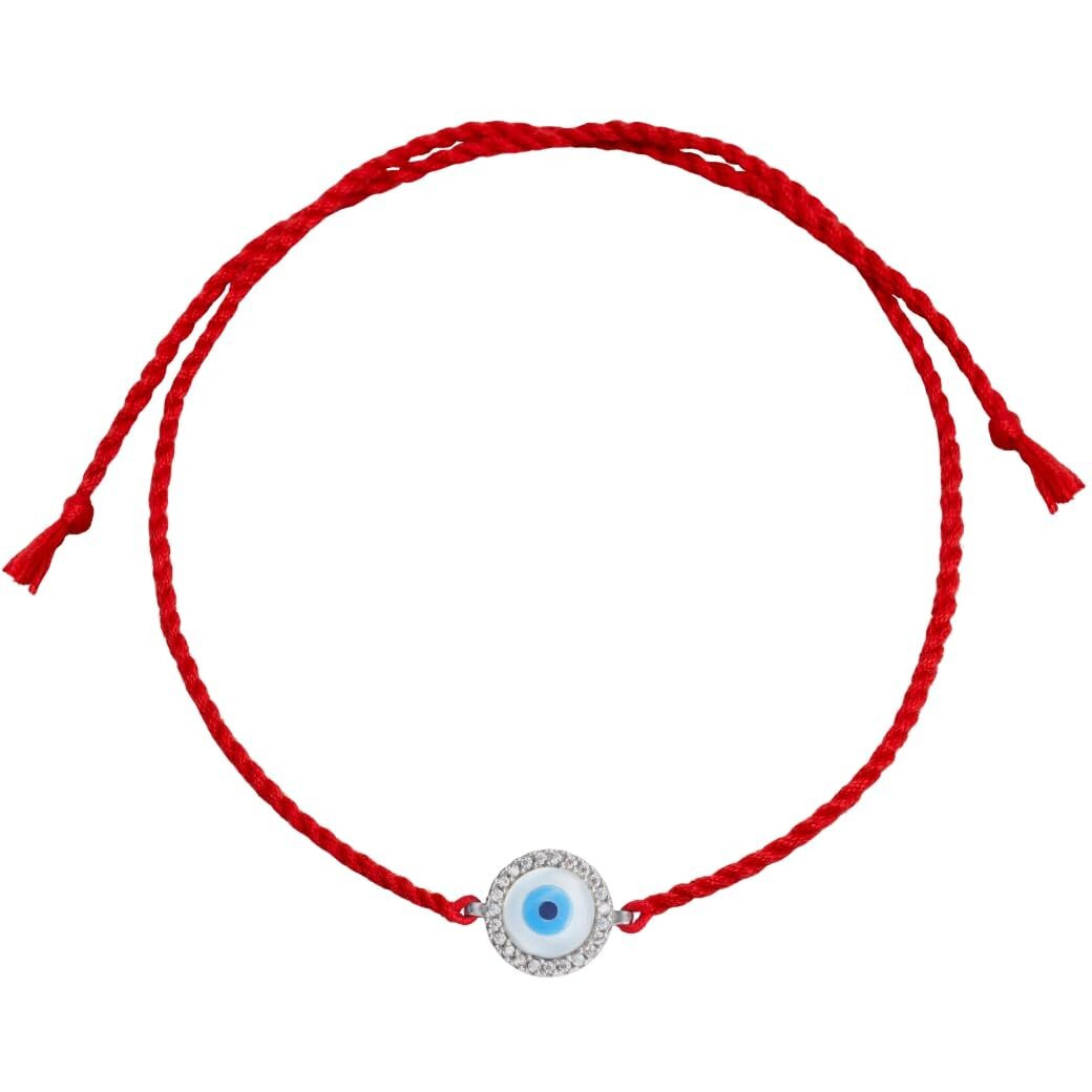 Zavya 925 Sterling Silver Evil Eye Cubic Zirconia Rhodium Plating Silver Rakhi | Rakhi For Brother- Rakshabandhan | Gift For Men & Boys |1 Year Plating Warranty | Gift For Brother