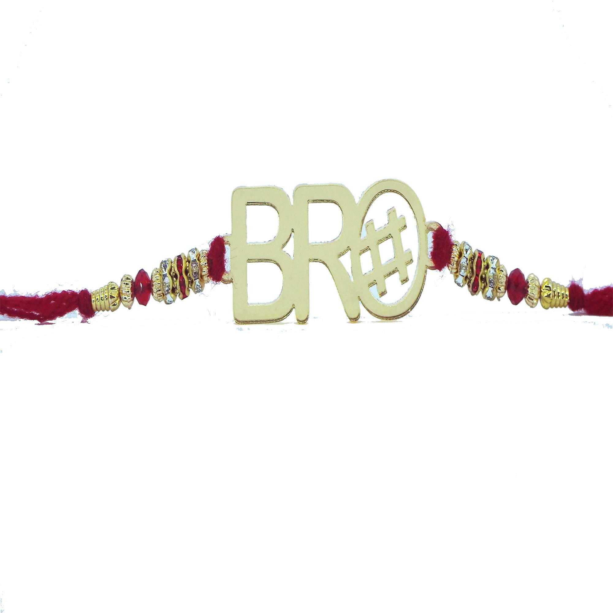 Ubuntu Raksha Bandhan Festival Rakhis For Brothers/Exclusive Gold Rakhis For Loving Bro (Gold-Mirror)
