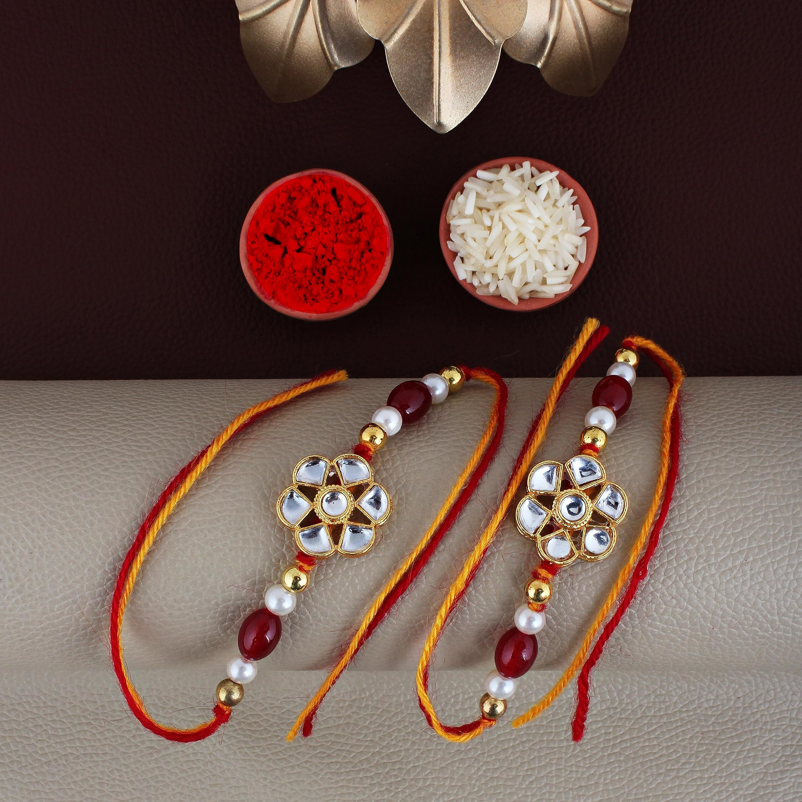 Lucky Jewellery Rakhi 18 K Gold Plated Rakhe Boho Collection Rakshabandan Rakhee Bracelet For Bro/Brother/Bhaiya/Bhai/Bhabhi Rakshasutra (120-Wzr1-1200-B-2)