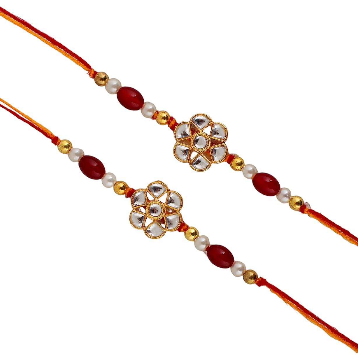 Lucky Jewellery Rakhi 18 K Gold Plated Rakhe Boho Collection Rakshabandan Rakhee Bracelet For Bro/Brother/Bhaiya/Bhai/Bhabhi Rakshasutra (120-Wzr1-1200-B-2)