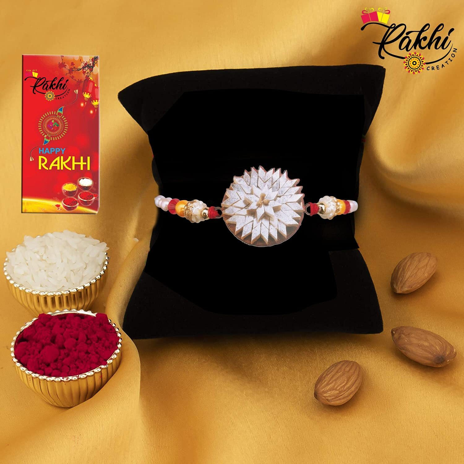 Case Creation Bracelet Rakhi Kids Edition Rakhi Designer Rakhi/Rakhi For Kids/Fancy Design Rakhi/Rakhi 1 Kaju Katli Rakhi For Brother Bhai Bhaiya Bhabhi Kaju Katli Sweet Rakhi - 5 Piece Rakhi