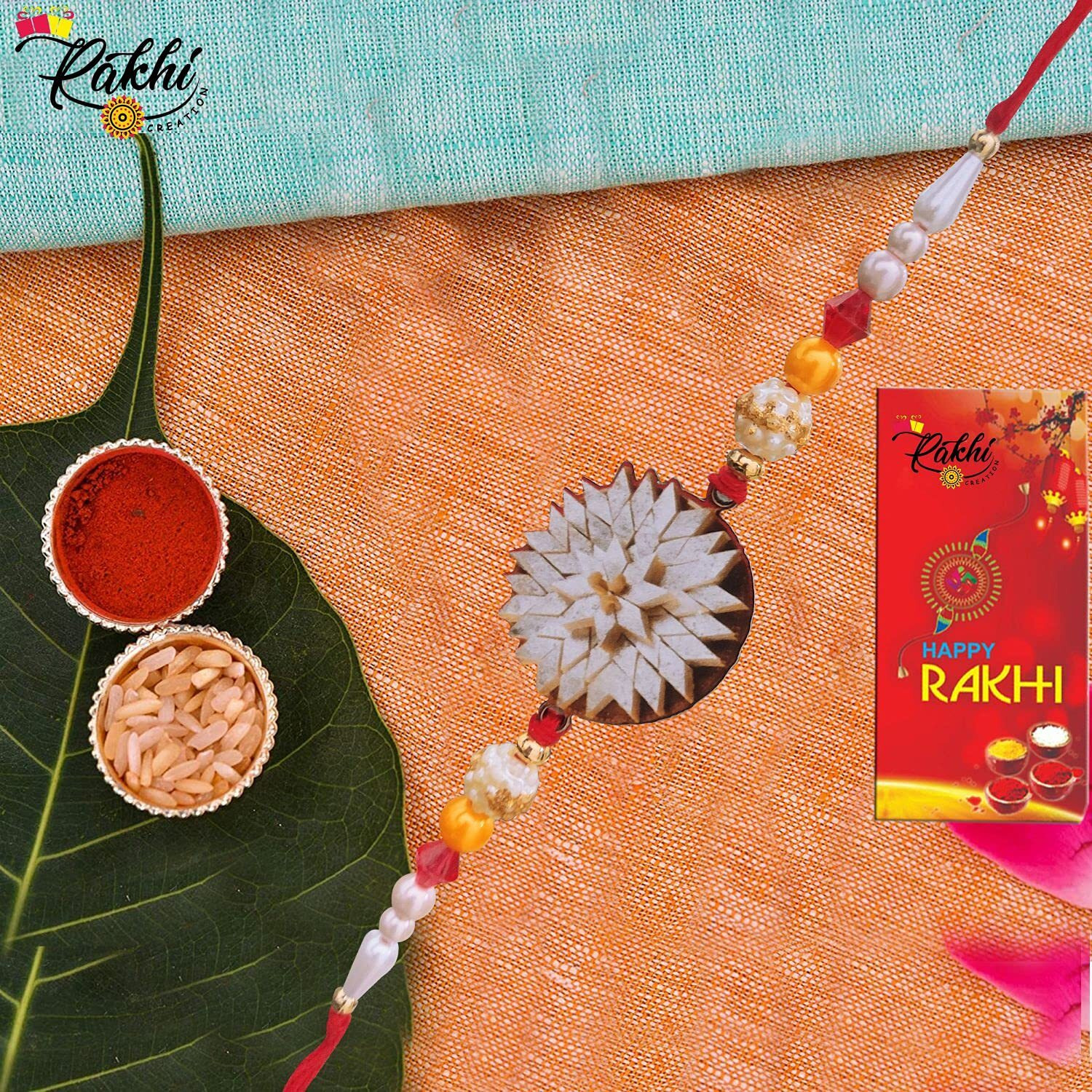 Case Creation Bracelet Rakhi Kids Edition Rakhi Designer Rakhi/Rakhi For Kids/Fancy Design Rakhi/Rakhi 1 Kaju Katli Rakhi For Brother Bhai Bhaiya Bhabhi Kaju Katli Sweet Rakhi - 5 Piece Rakhi