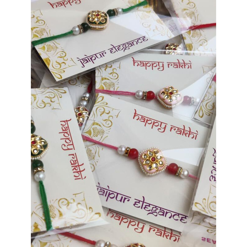 Jaipur Elegance Pearl Meenakari Kundan Rakhi For Brother | Designer Handmade Rakhi For Brother And Bhabhi | Rakhi For Kids | Elegant Raksha Bandhan Rakhi (Desgin 12B)