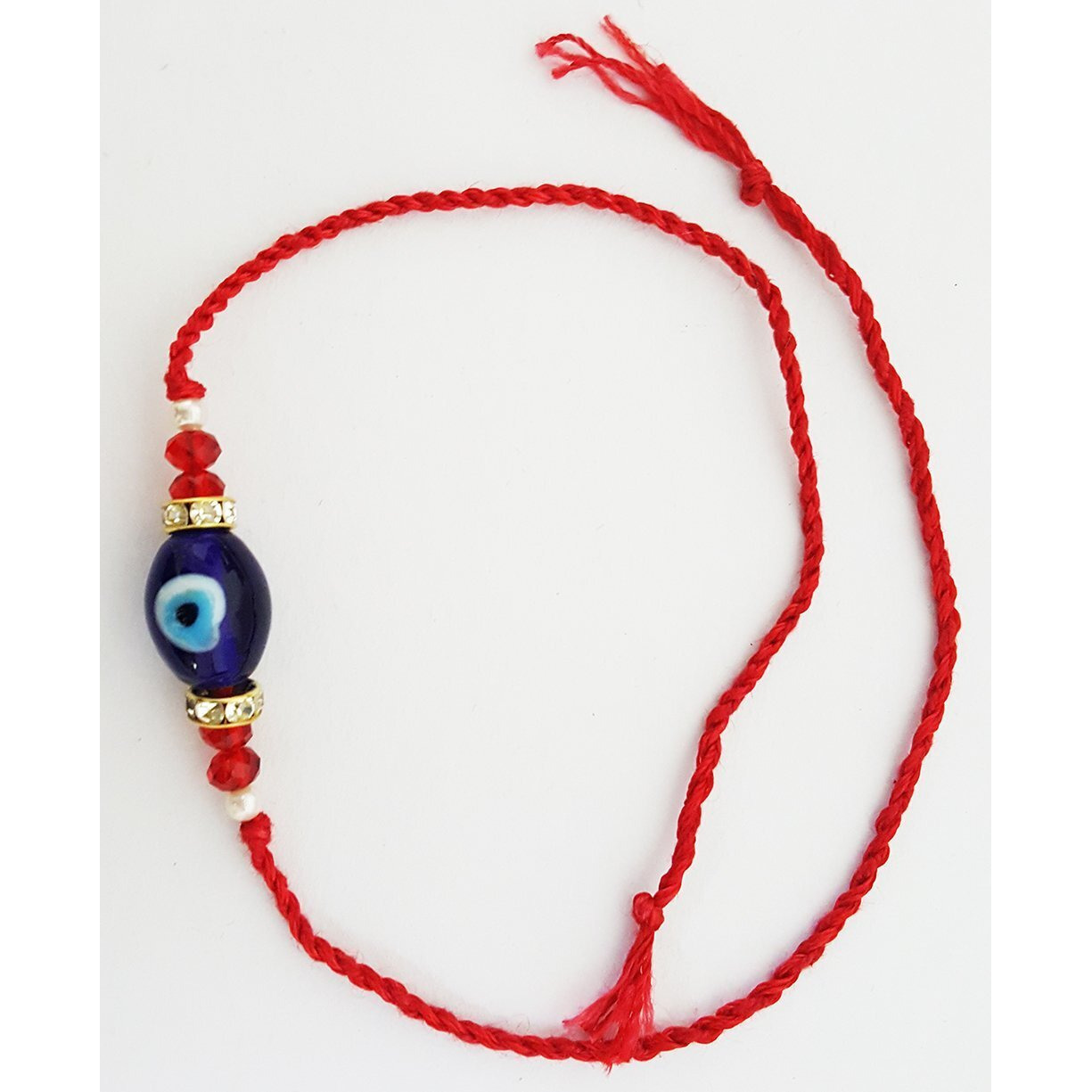 Mehrunnisa Set Of 2 Handmade Exquisite Turkish Evil Eye & Rudraksh Rakhis With Peacock Feather Roli & Chawal (Rak915)