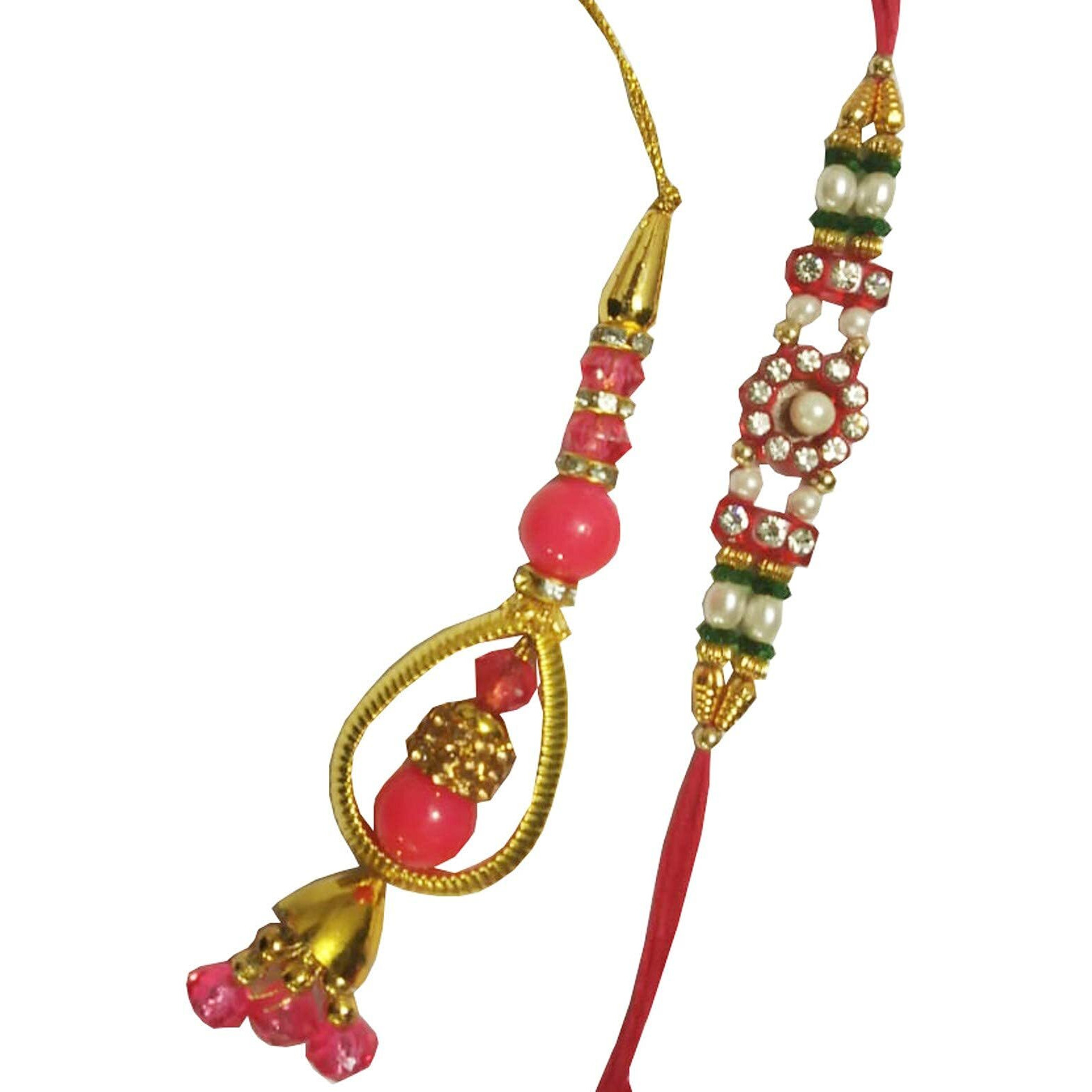 Purpledip Rakshabandhan Set Small Ganesha Marble Statue, Designer Rakhis For Bhai & Bhabhi, Roli Chawal Tika (Rakhi78C)