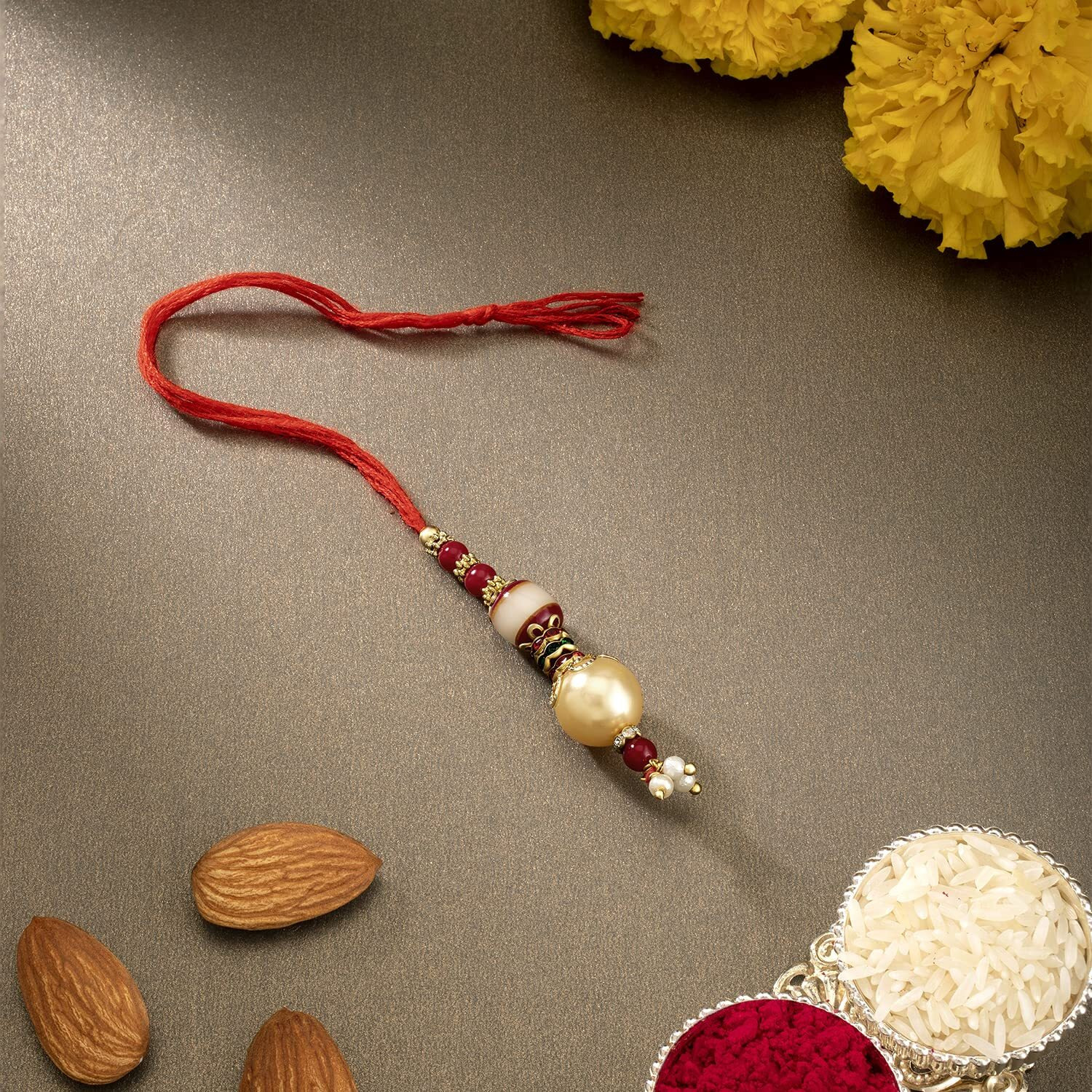 Peora Lumba For Bhabhi Women's Rakhi Beautiful Beads Dangling Raksha Bandhan Special Rakhi