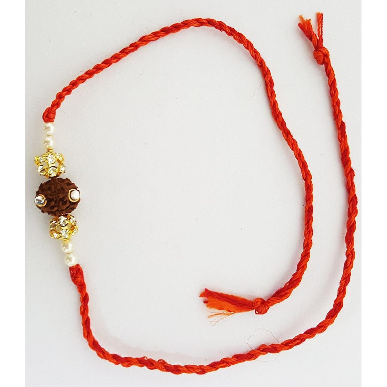 Mehrunnisa Set Of 2 Handmade Exquisite Rudraksh Rakhis & Lumba Set With Roli Chawal (Rak1071)