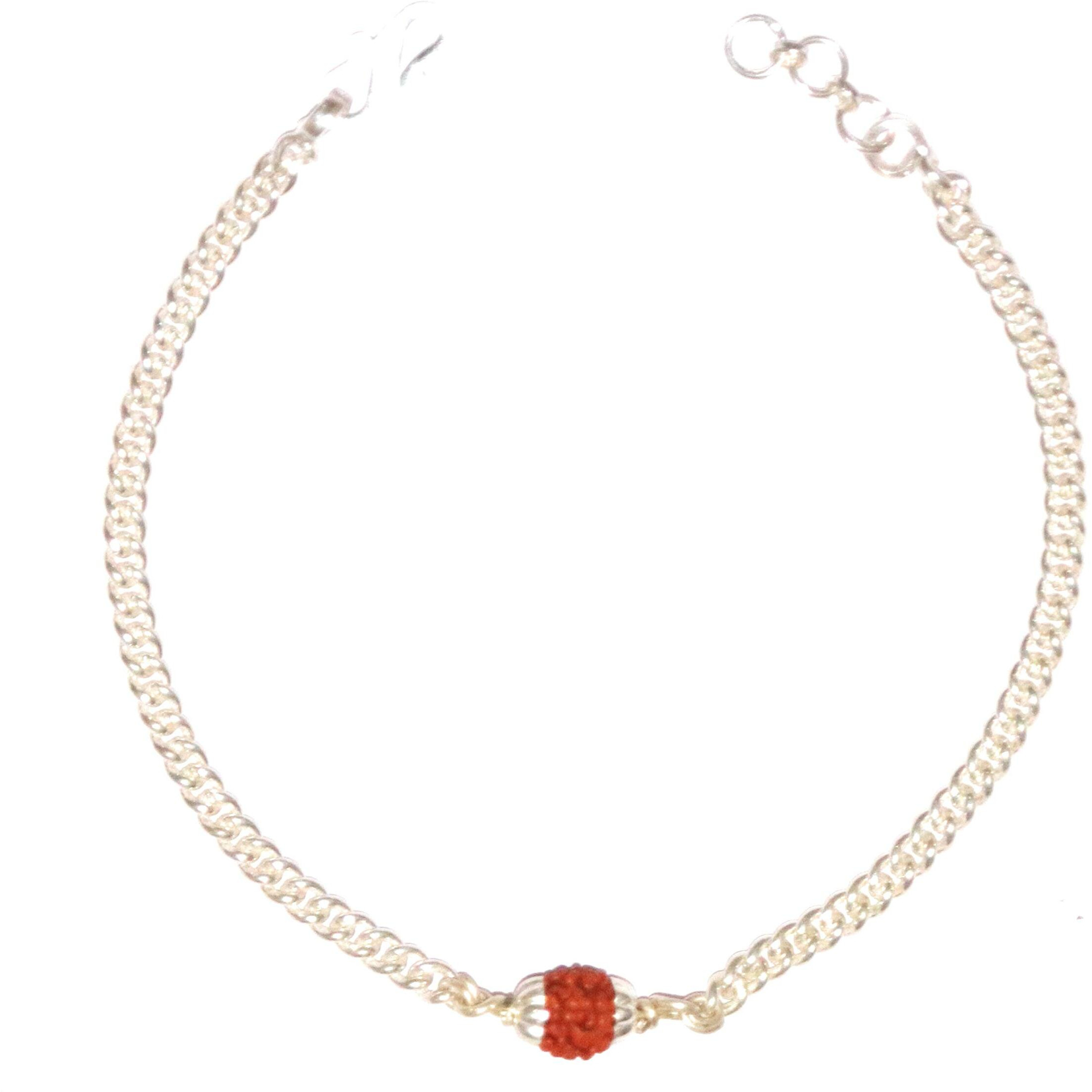 Ashok Jewellers Silver Unisex Rudraksh Bracelet For Men And Women (8.5 Inches)