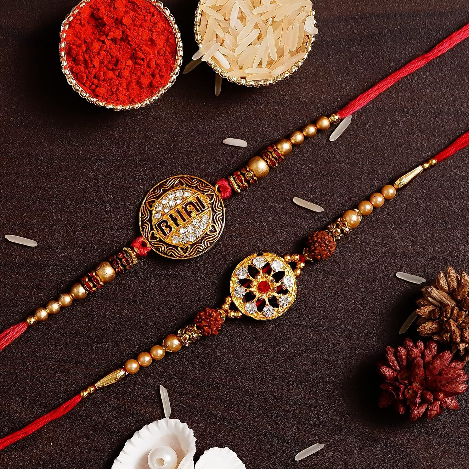 Ziqfids Rakhi For Brother Combo Set 2 Bhai Name Design Rakhi For Brother With Roli Chawal And Raksha Bandhan Gift Bhai Or Bhaiya For Raksha Bandhan Set Of 2