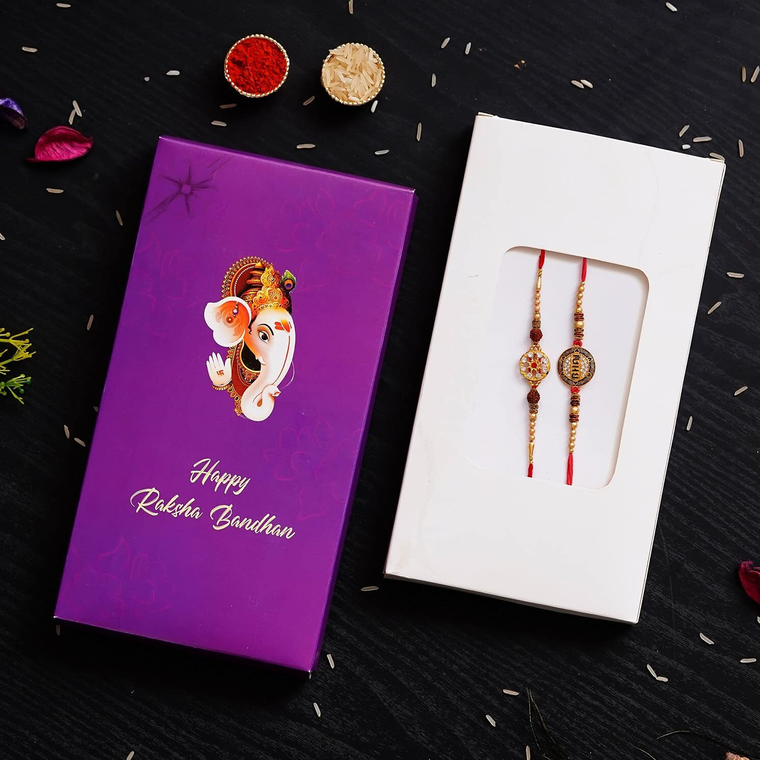 Ziqfids Rakhi For Brother Combo Set 2 Bhai Name Design Rakhi For Brother With Roli Chawal And Raksha Bandhan Gift Bhai Or Bhaiya For Raksha Bandhan Set Of 2