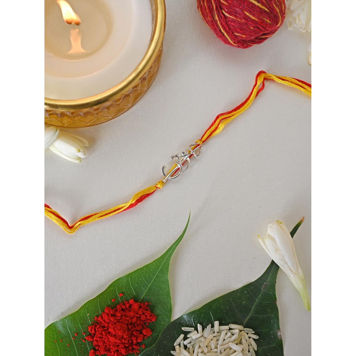 Clara 925 Sterling Silver Om Trishul Rakhi With Roli Chawal For Brothers | Gift For Men & Boys On Rakshabandhan