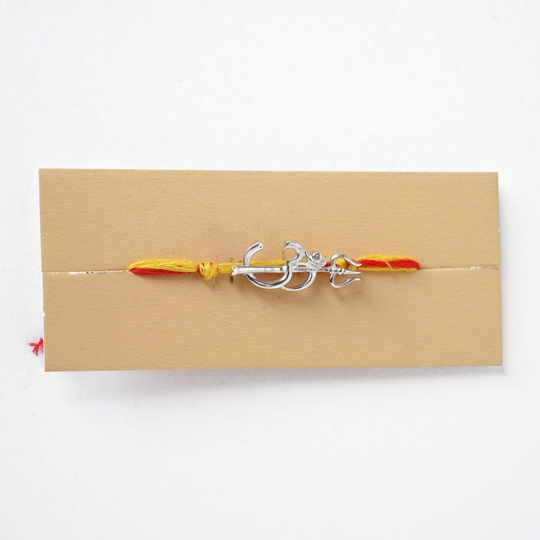 Clara 925 Sterling Silver Om Trishul Rakhi With Roli Chawal For Brothers | Gift For Men & Boys On Rakshabandhan