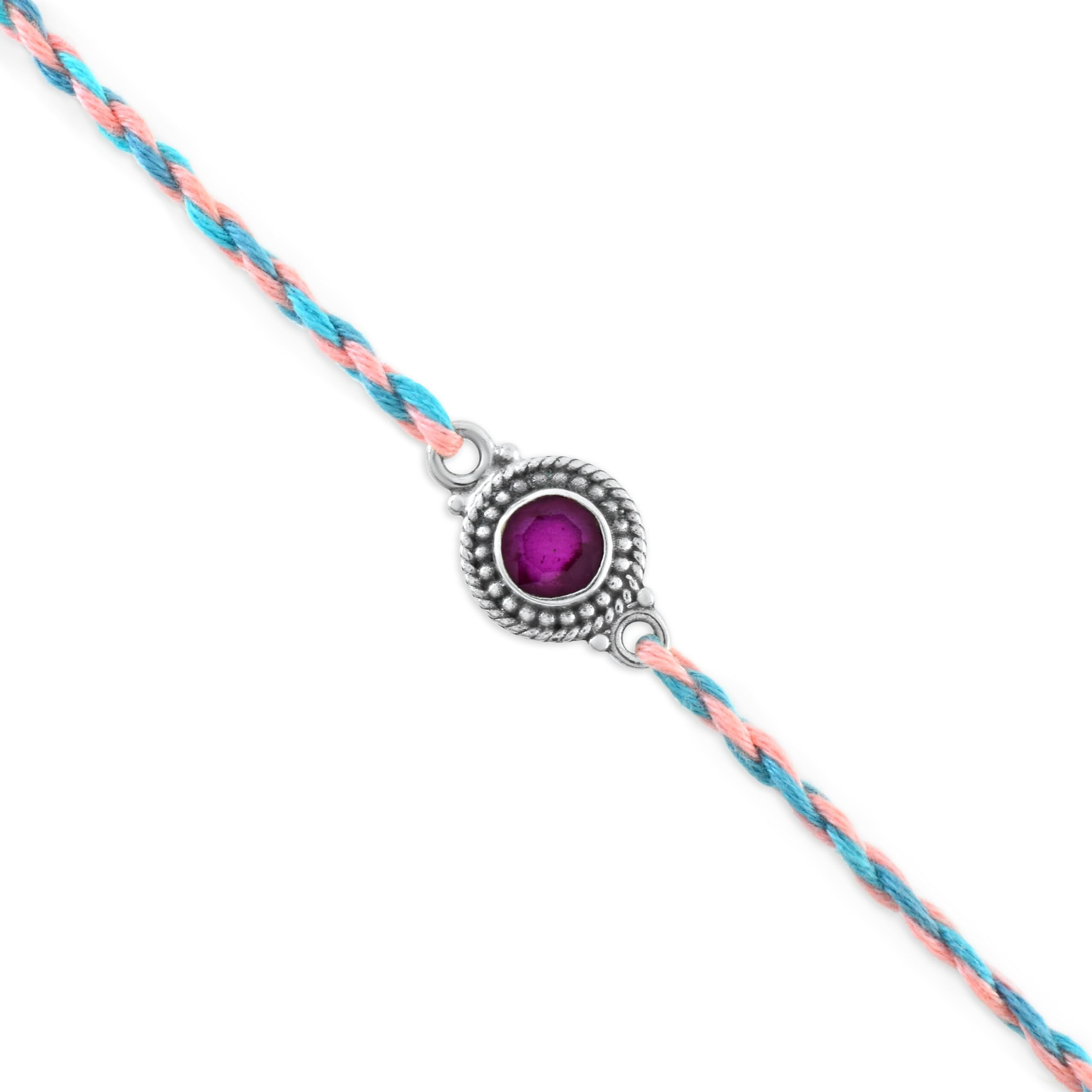 I Juels  Live The Emotions 925 Pure Silver Red Stone Rakhi For Brother I Rakhi For Bhai With Roli Chawal And Certificate I Gifts For Boys And Men.