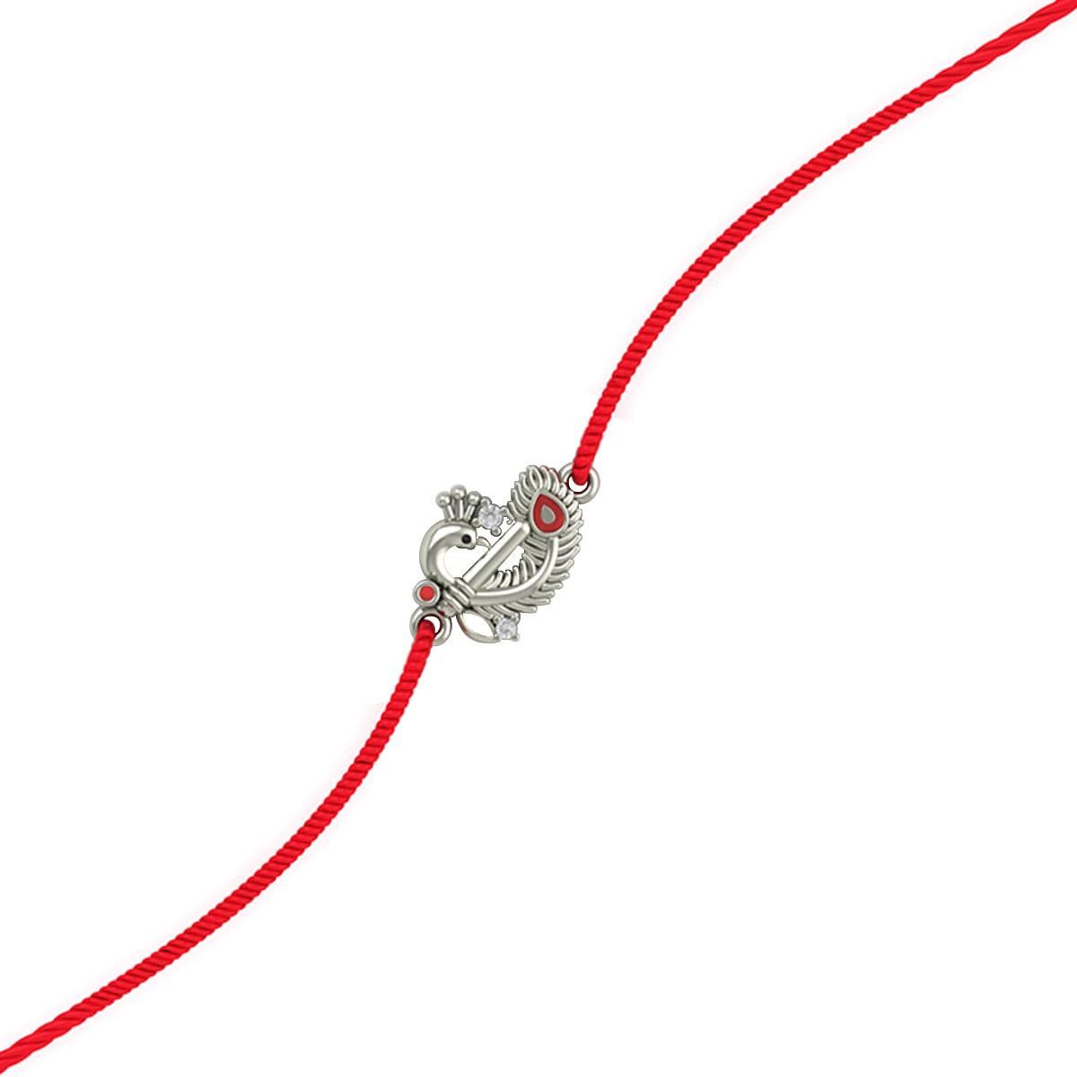 Dishis 925 Silver Peacock Rakhi For Brother