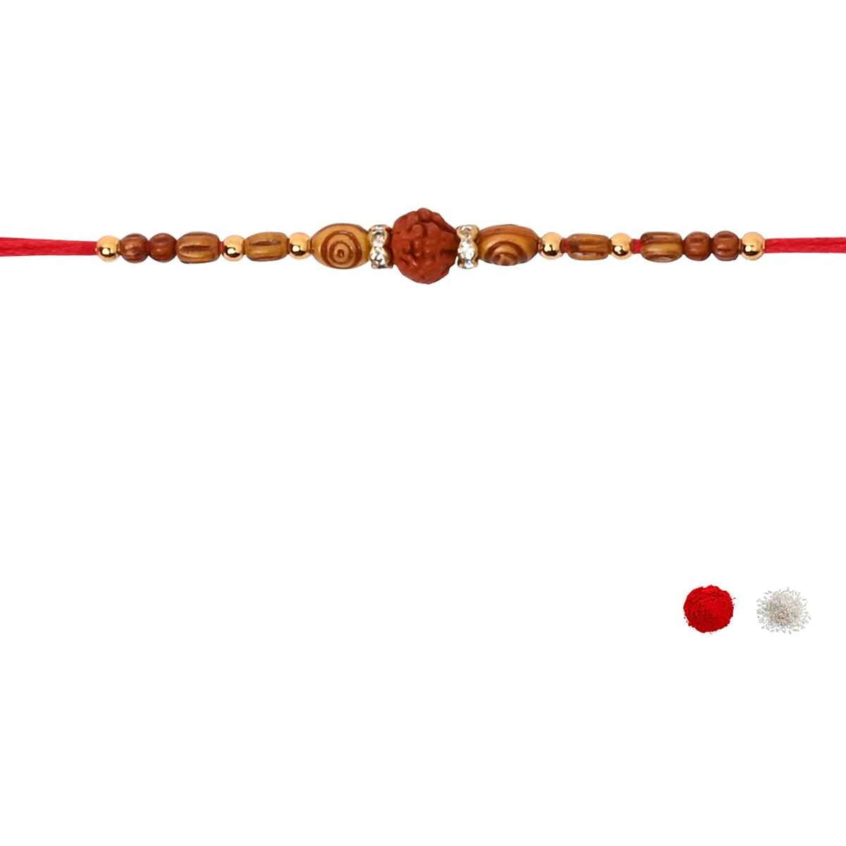 I Jewels Rudraksha Beads Rakhi With Roli Chawal & Rakshabandhan Card For Men/Bro/Brother (R365-2) (Pack Of 2)