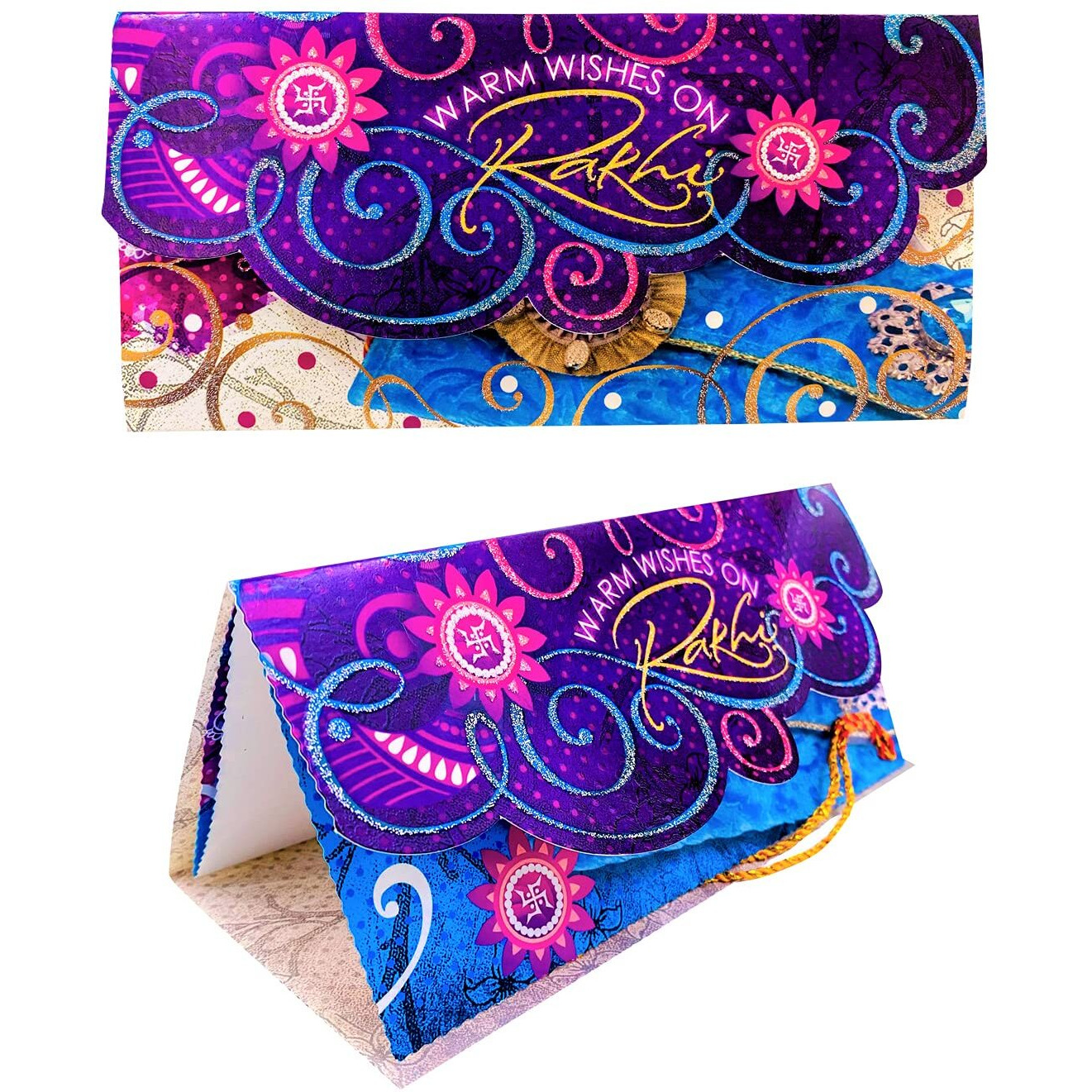 Almoda Creations Rakhi Gift For Brothers 3 Antique Panchdhatu Rakhi, Rakhi Greeting Card, Cadbury Celebrations Chocolates, Tilak Pouch & Kalawa, Rakhi Gift Box, Personalized Message