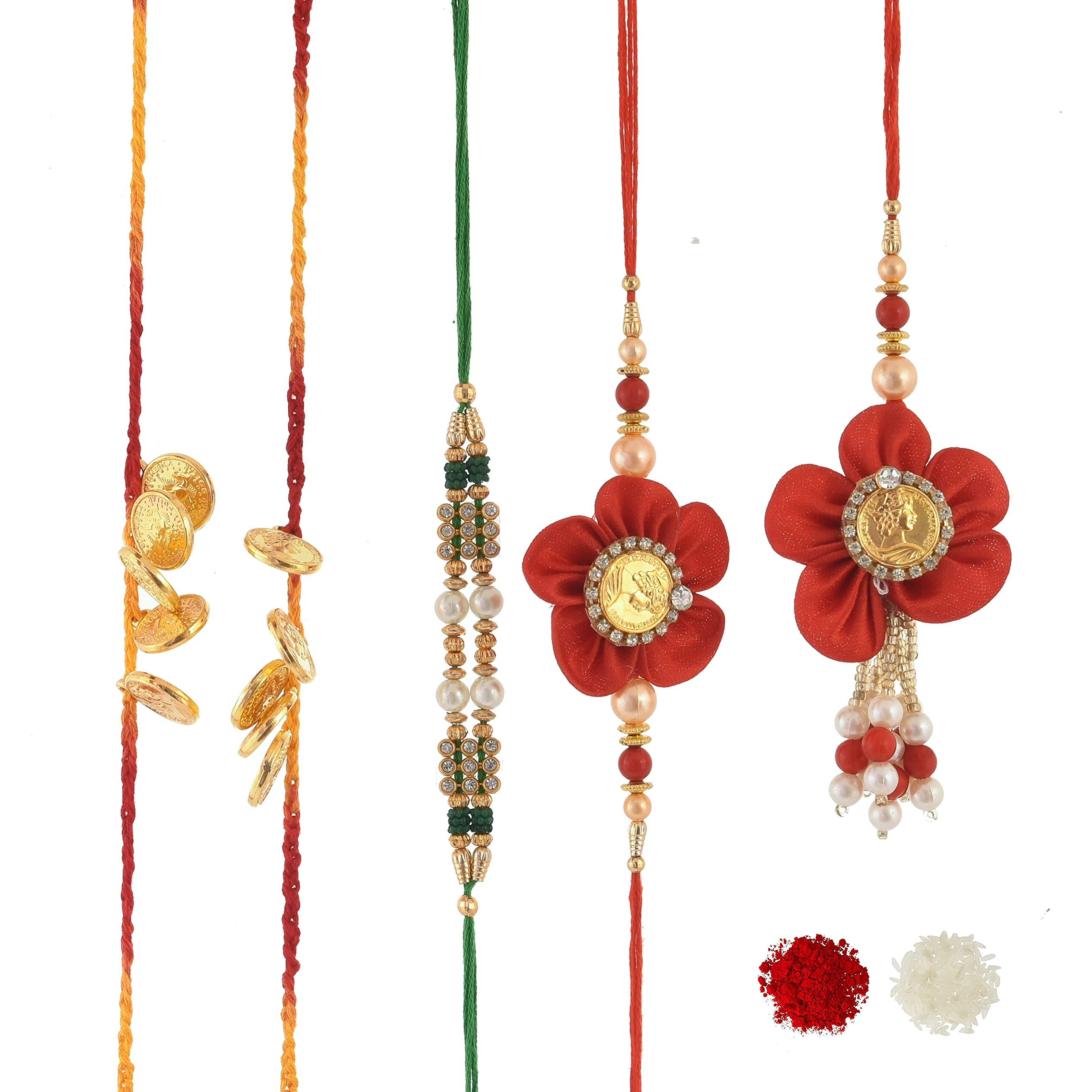 Nutri Miracle Rakhi Chocolate Gift For Brother N Family I Floral Coin Bhai Bhabhi Pair I Ginni Rakhis I Pearl Dora I Tilak Kit I Dryfruits I 1Kg