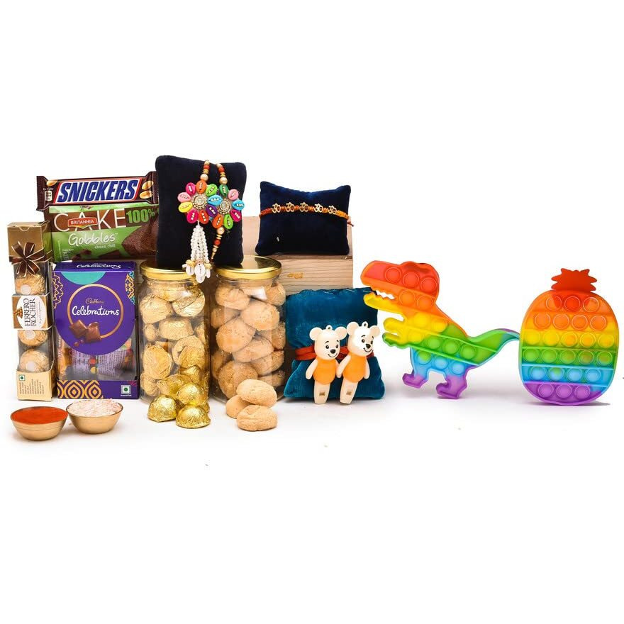 Nutri Miracle Rakhi Chocolates Dry Fruit & Nut Gifts I 5 Rakhis For Brother N Family I 2 Poppet