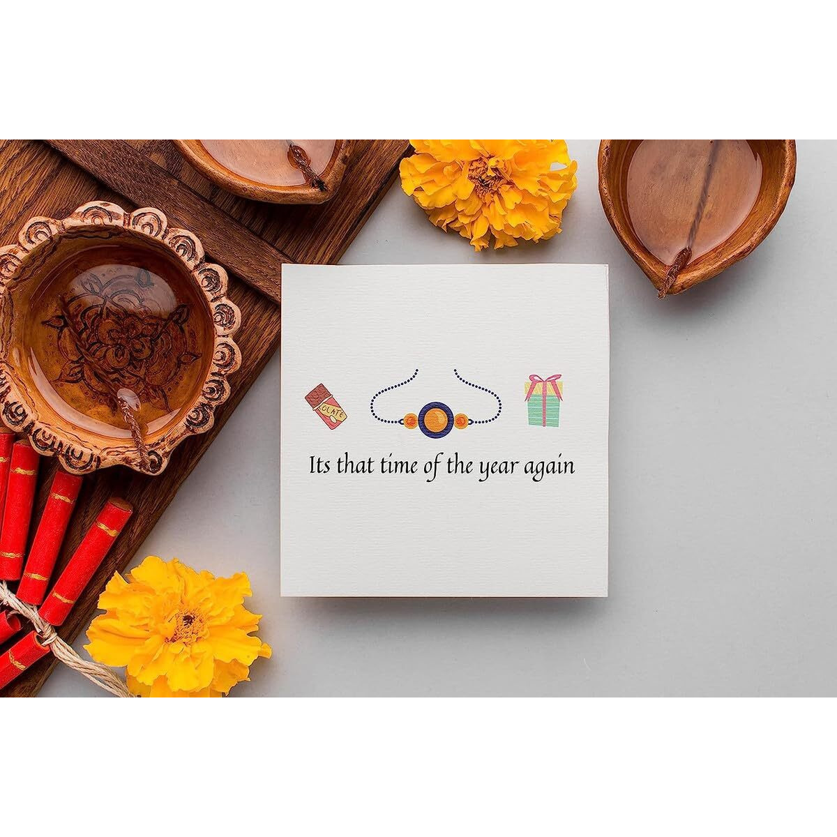 Gifticon Rakhi With Chocolate For Brother Set Of 2 Rakhi 4 Dairy Milk Chocolate Roli Chawal Greeting Card | Gift Box | Ib-4Dm-2R-Rndflwr-Pdl23