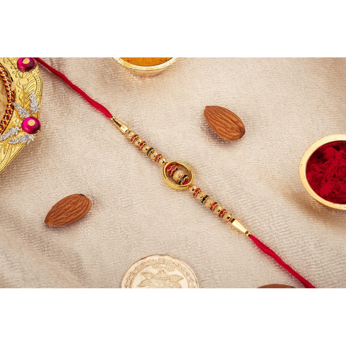 Gifticon Rakhi Combo For Brother With Chocolate Greeting Card And Gift Box| Set Of 1 Rakhi 1 Dairy Milk 1 Rakhi Greetings Card And Roli Chawal