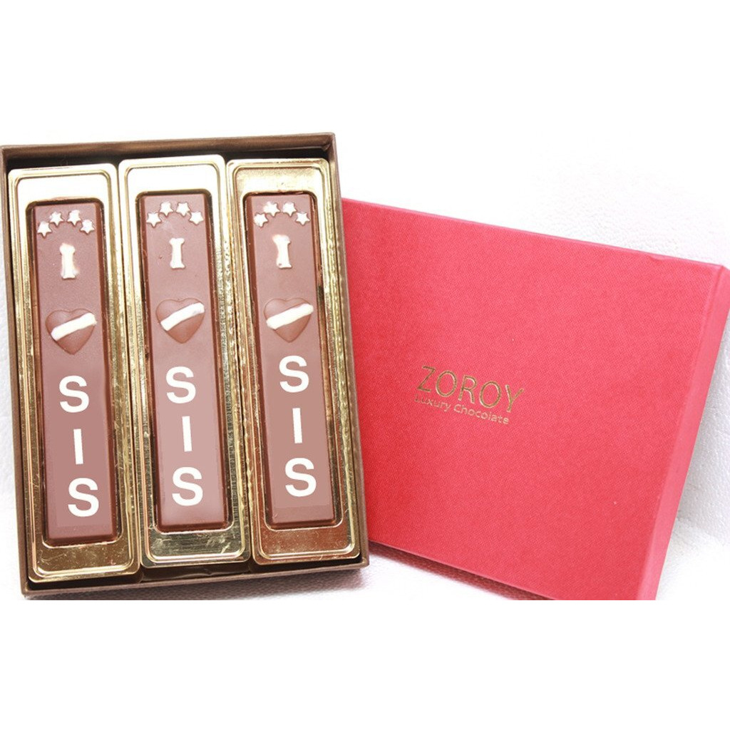Zoroy Luxury Chocolate Rakhi Gift Sister With I Love Sis Chocolate | Message Chocolate | Rakhi Gift For Sister | Rakhi Gift Combo | Rakshabandhan Gifts For Sister | 3 Bars Set