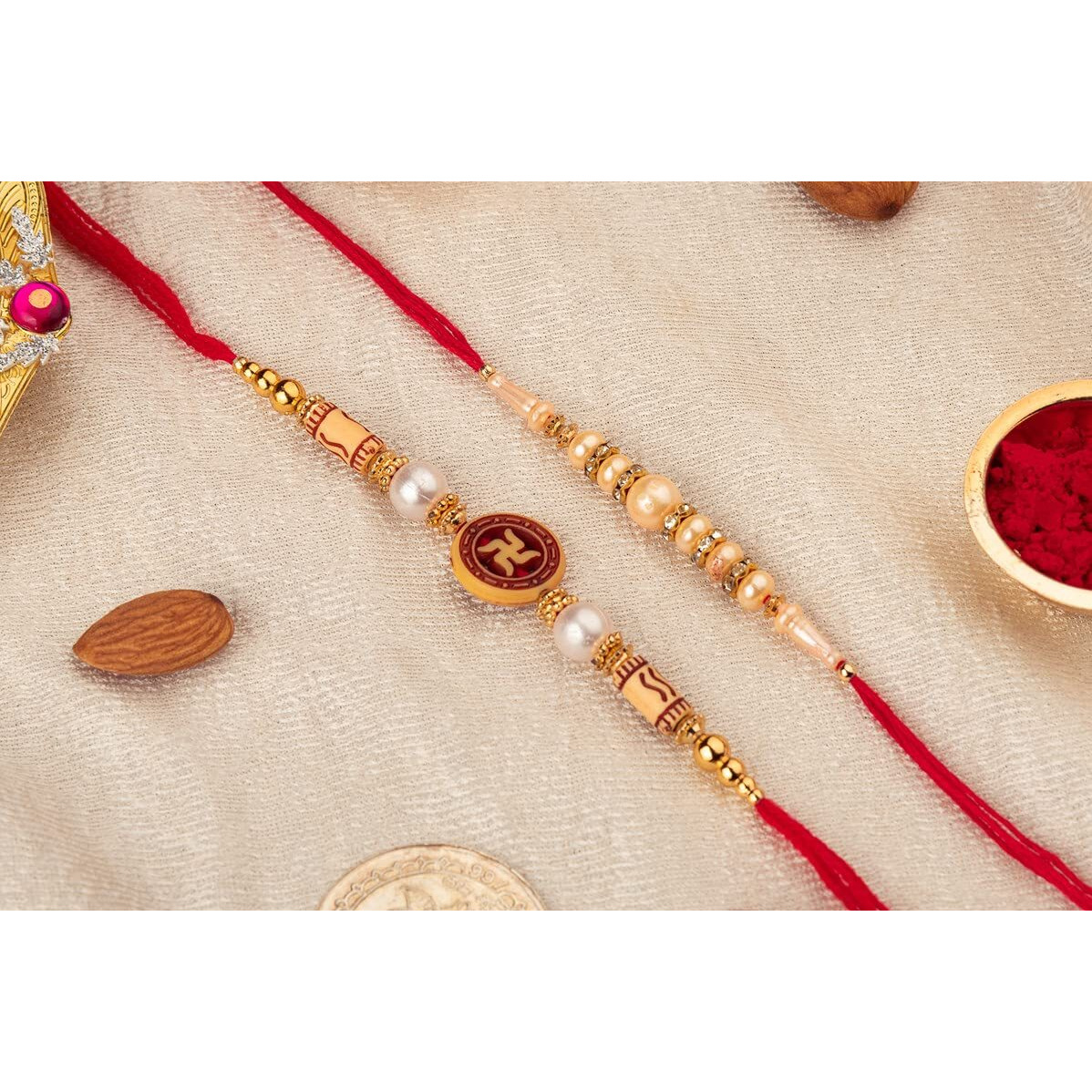 Gifticon Set Of 2 Rakhi With Chocolate Chocolairs Delights 1 Rakhi Greeting Card And Roli Chawal