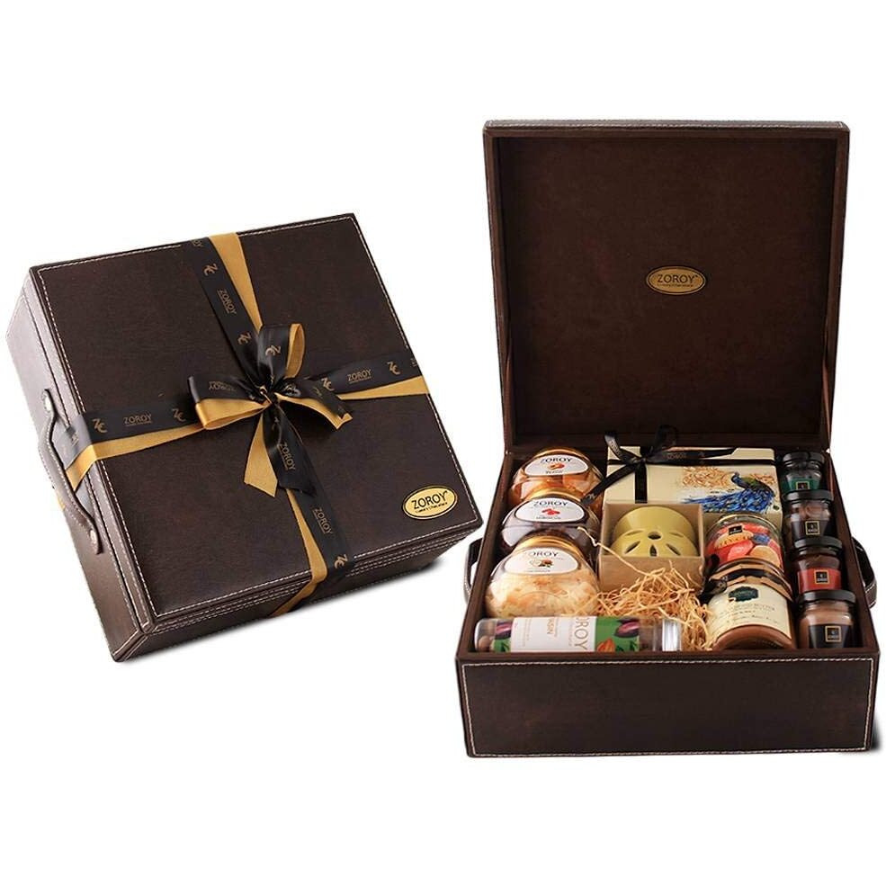 Zoroy Luxury Chocolate Art Leather Gift Hamper With Assorted Milk & Dark Chocolates Dry Fruits Cookies For Diwali Rakhi Birthday Wedding Anniversary Christmas Valentine Day Online Gifts Combo Pack