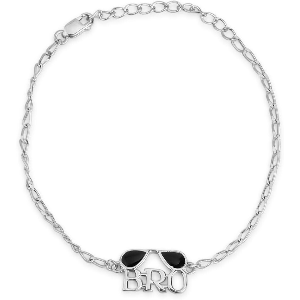 Zavya 925 Sterling Silver Bro Minimal Rhodium Plating Silver Rakhi | Rakhi For Brother-Rakshabandhan| Gift For Men & Boys | With Certificate Of Authenticity And 925 Hallmark | Gift For Brother