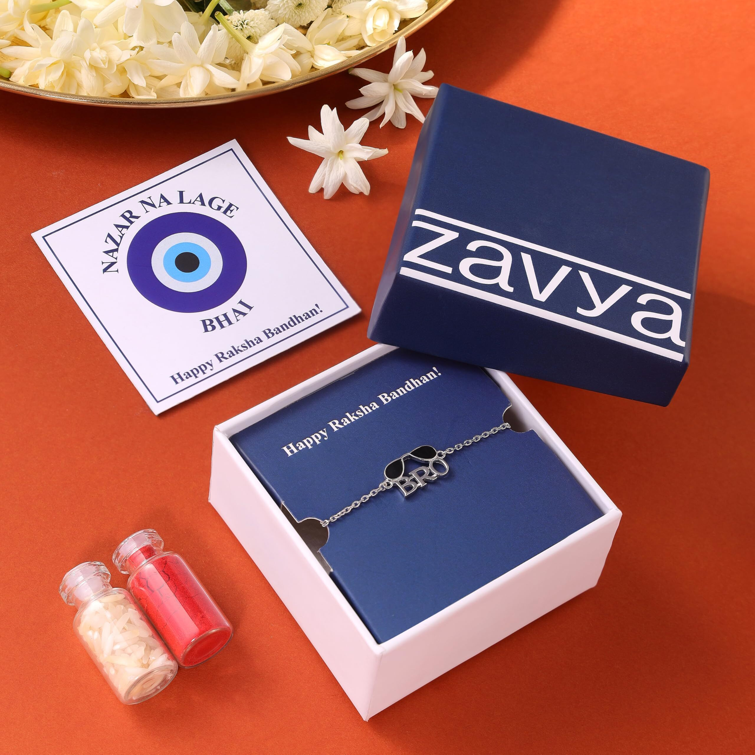 Zavya 925 Sterling Silver Bro Minimal Rhodium Plating Silver Rakhi | Rakhi For Brother-Rakshabandhan| Gift For Men & Boys | With Certificate Of Authenticity And 925 Hallmark | Gift For Brother