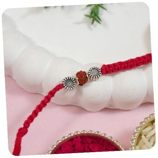 I Jewels Rudraksha Beads Rakhi With Roli Chawal & Rakshabandhan Card For Men/Bro/Brother (R339)