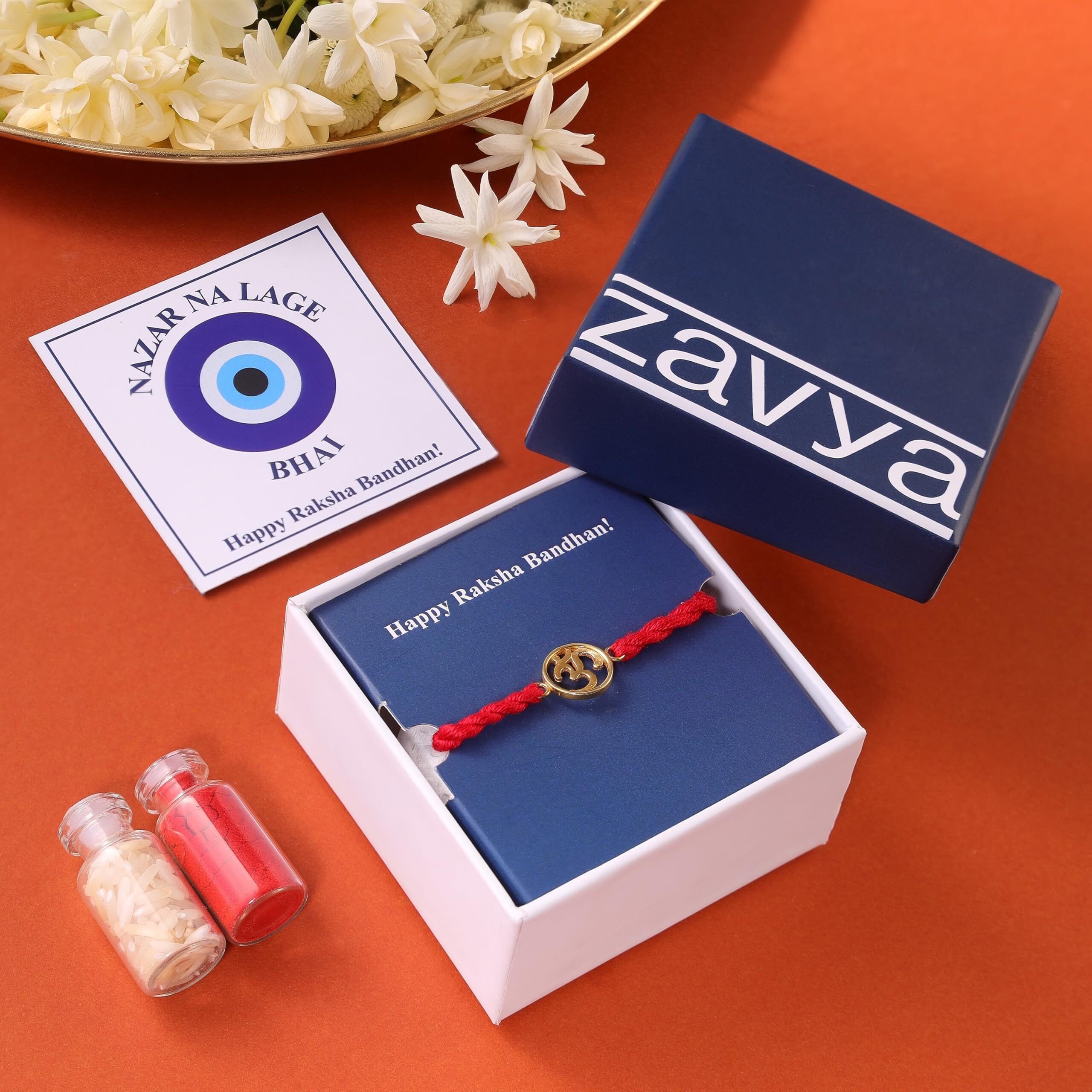 Zavya 925 Sterling Silver Om Minimal Gold Plating Silver Rakhi | Rakhi For Brother- Rakshabandhan | Gift For Men & Boys |With Certificate Of Authenticity And 925 Hallmark | Gift For Brother
