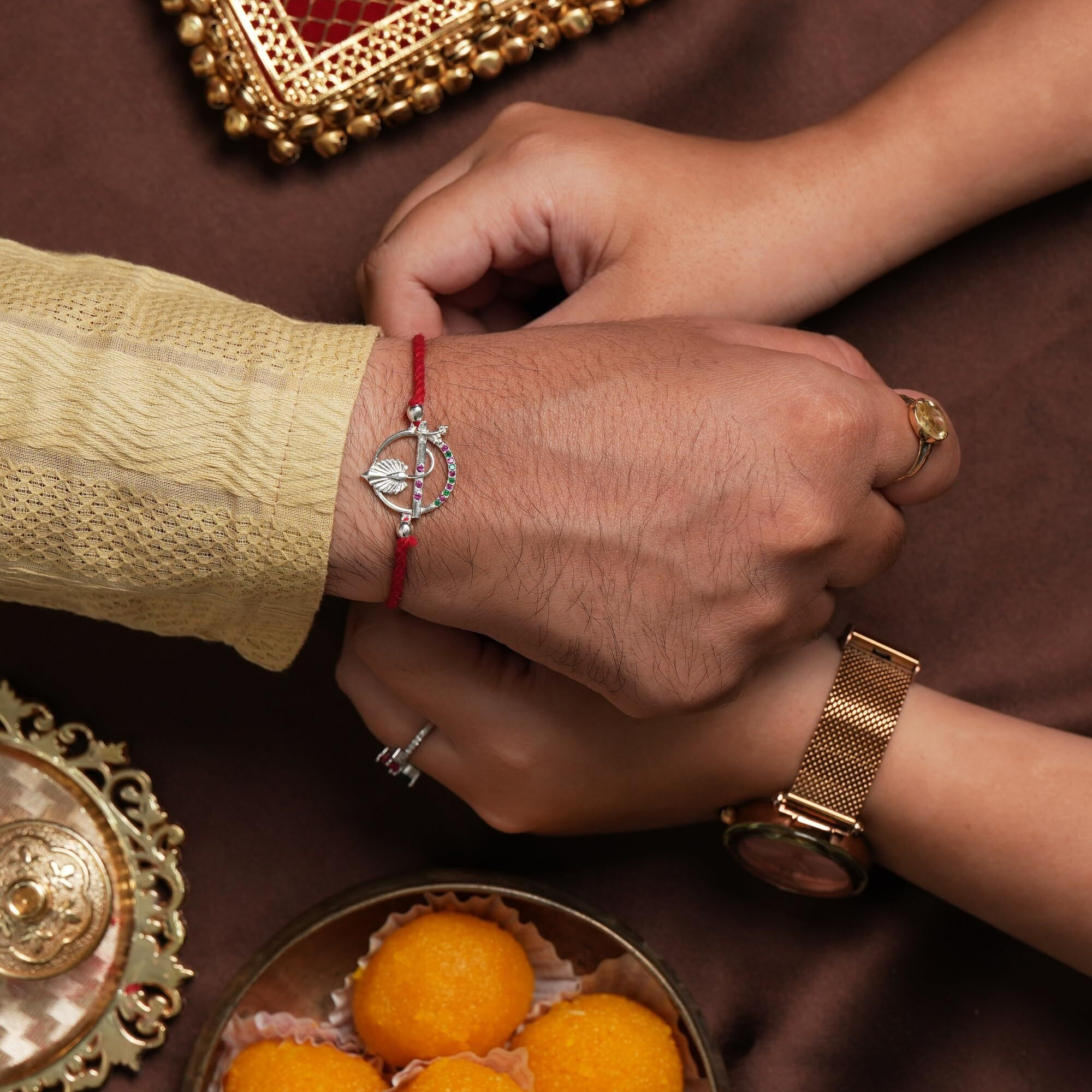 Silver Chest 925 Pure Silver Rakhi For Brother  Bansuri & Morpankh Design | Chandi Rakhi With Dhaga & Authenticity Certificate | Raksha Bandhan Gift For Men & Boys