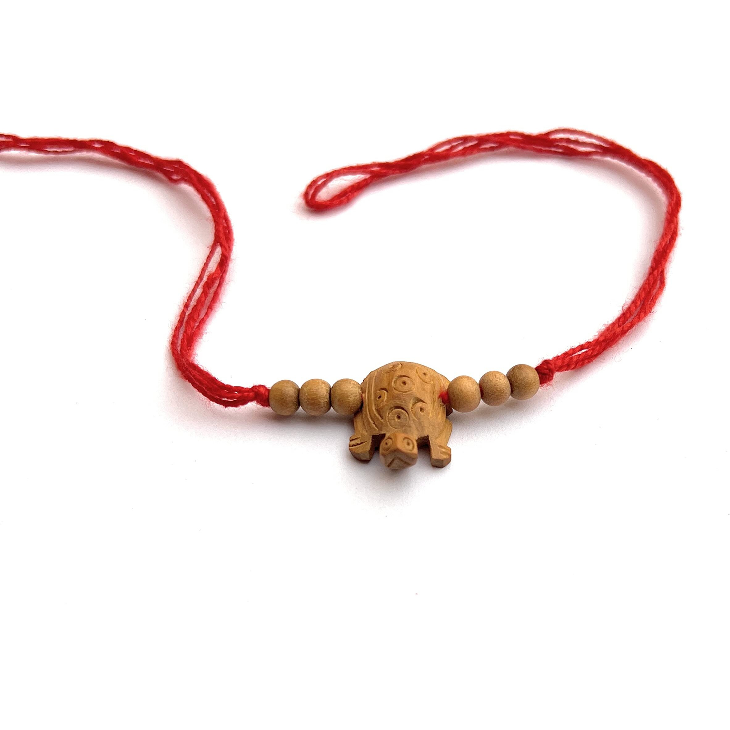 Rdk Unisex-Child Original Sandalwood Turtle Rakhi | Chandan Rakhi For Kid, Brother | Animal Face Rakhi For Baby Brother | New Born Baby Rakhi
