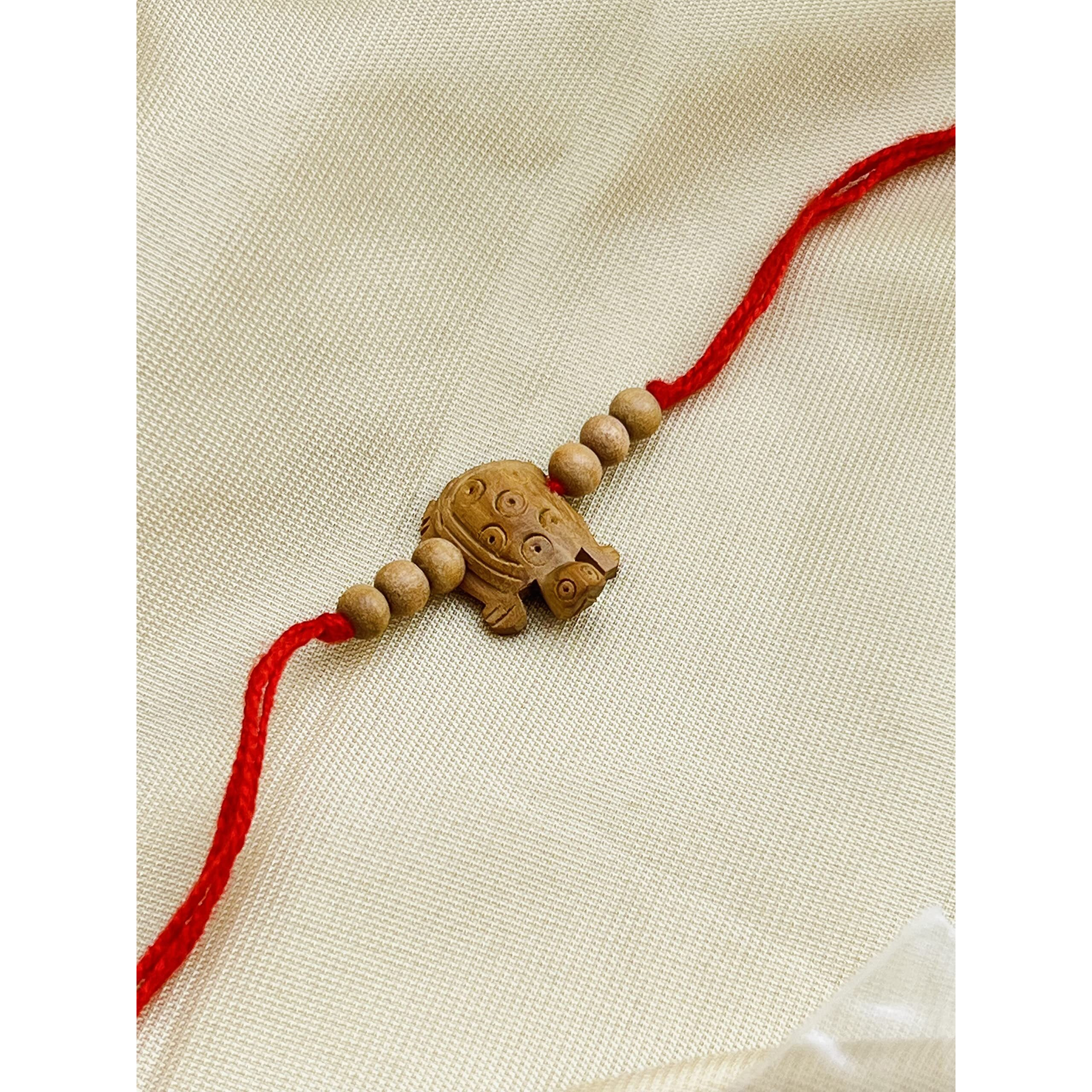 Rdk Unisex-Child Original Sandalwood Turtle Rakhi | Chandan Rakhi For Kid, Brother | Animal Face Rakhi For Baby Brother | New Born Baby Rakhi