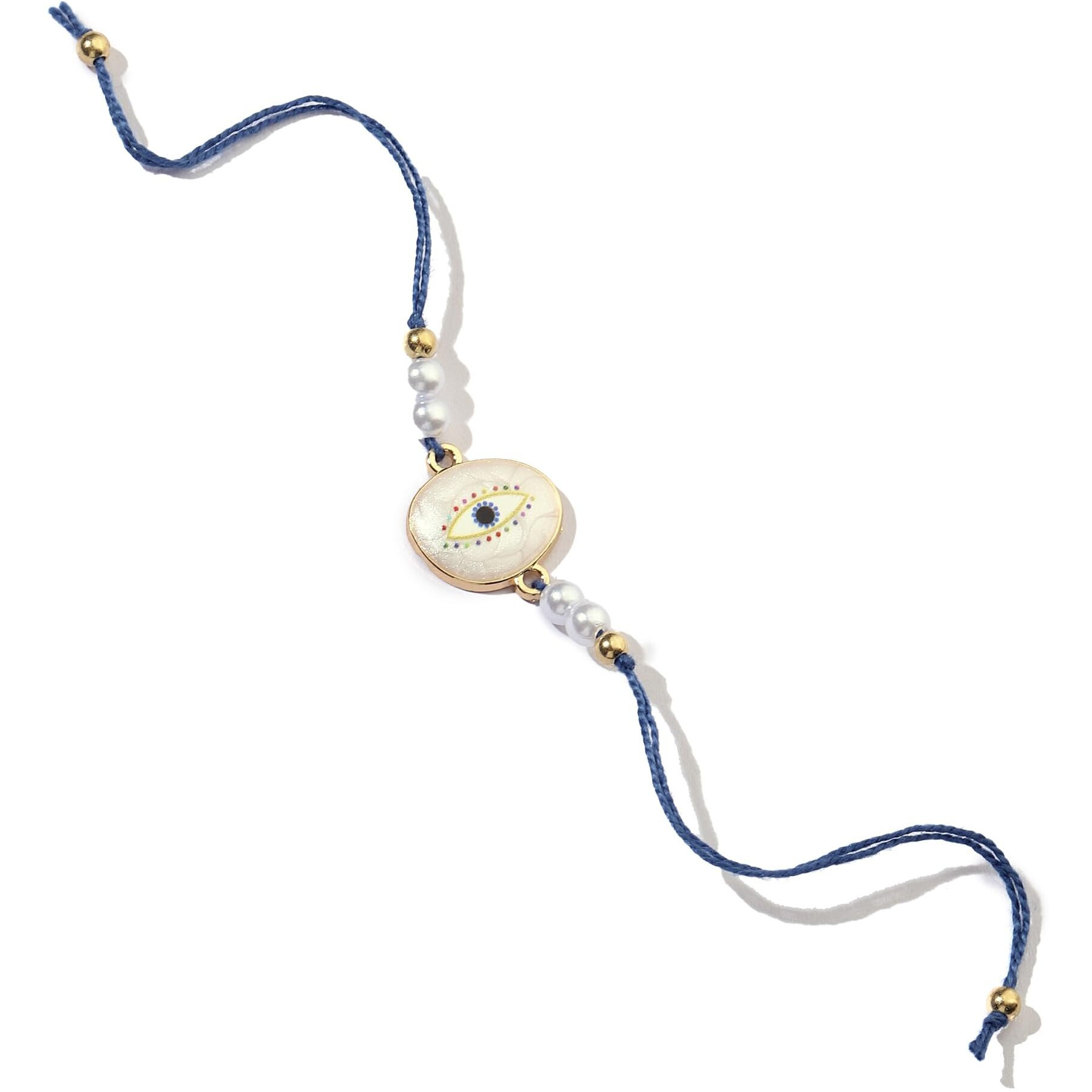 Salty Mens Guardian Gaze Pearl Evil Eye Designer Thread Rakhi | Raksha Bandhan Stylish Moli Dora Rakhi | Symbol Of Sibling Love & Protection