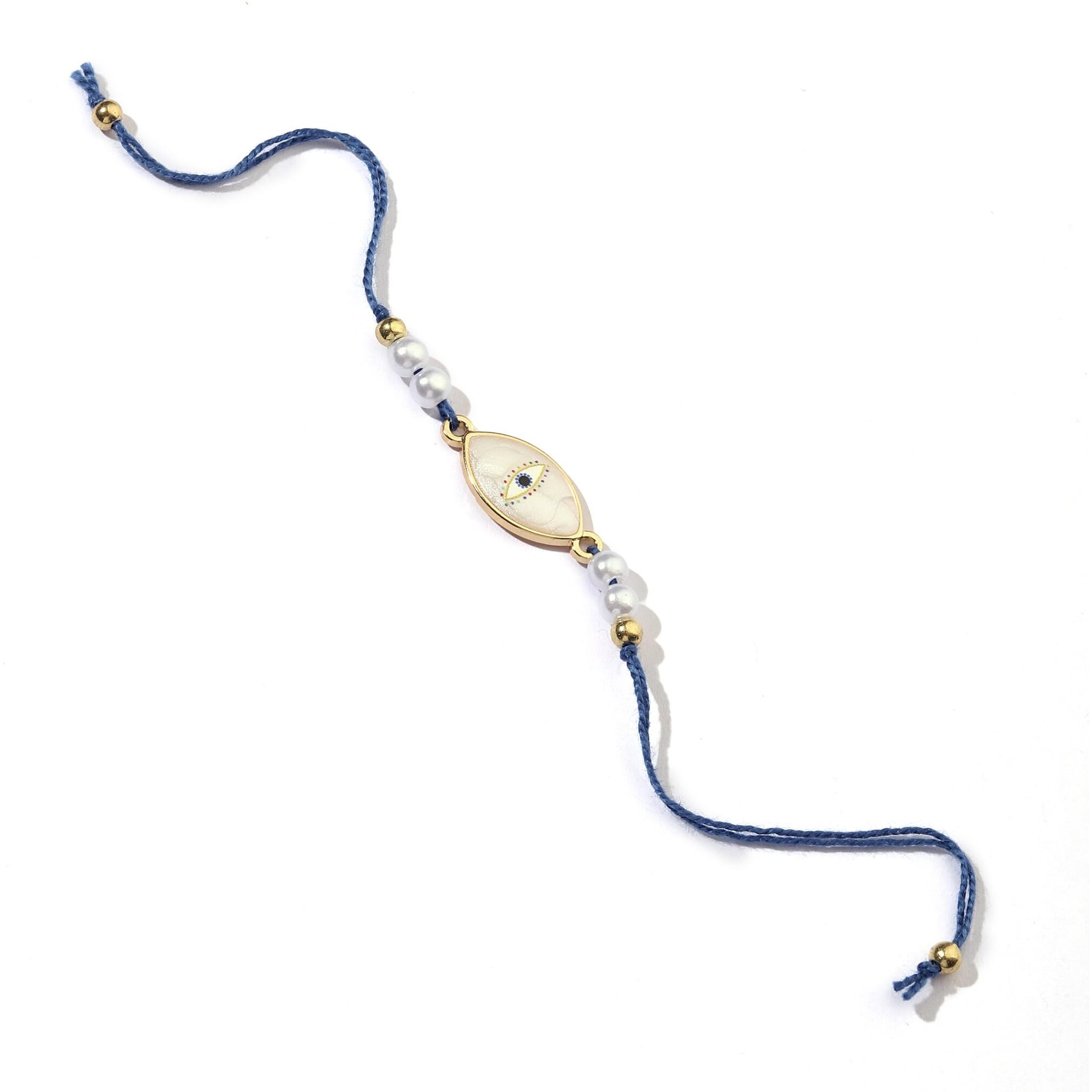 Salty Set Of 1 Talisman Pearl Evil Eye Designer Thread Rakhi For Brother | Rakhi Gift Pack For Sister, Bhaiya And Bhabhi | Bracelet For Men, Women | Fancy Jewellery Combo Gifts | Ideal For Gifting Hamper