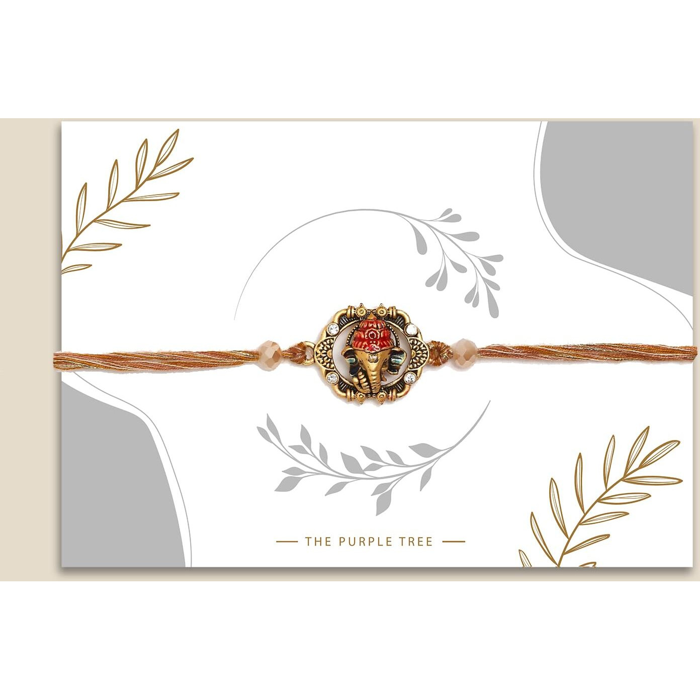 The Purple Tree Meenakari Ganesha Rakhi For Men With Roli Chawal And Card (Pack Of 1) Rakhi For Bhai, Rakshabandhan Gift For Brother, Rakhi Gift