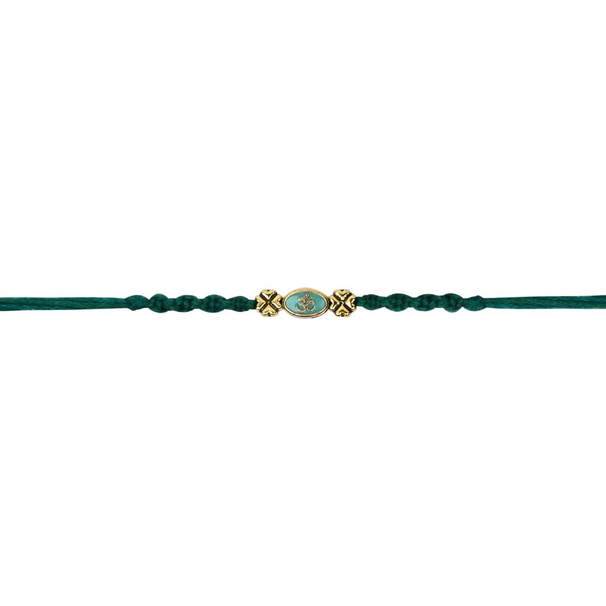 I Jewels Om Rakhi With Roli Chawal & Rakshabandhan Card For Men/Bro/Brother (R230) (Green)
