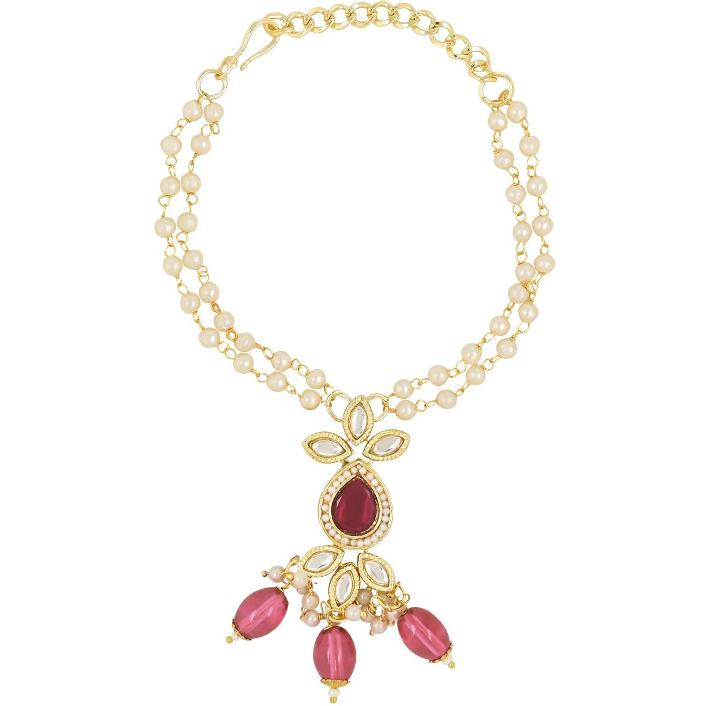I Jewels Mens Kundan & Pearl Hanging Bhaiya Bhabhi Lumba Rakhi Combo Set With Roli Chawal And Rakshabandhan Card (R111Q-Co)