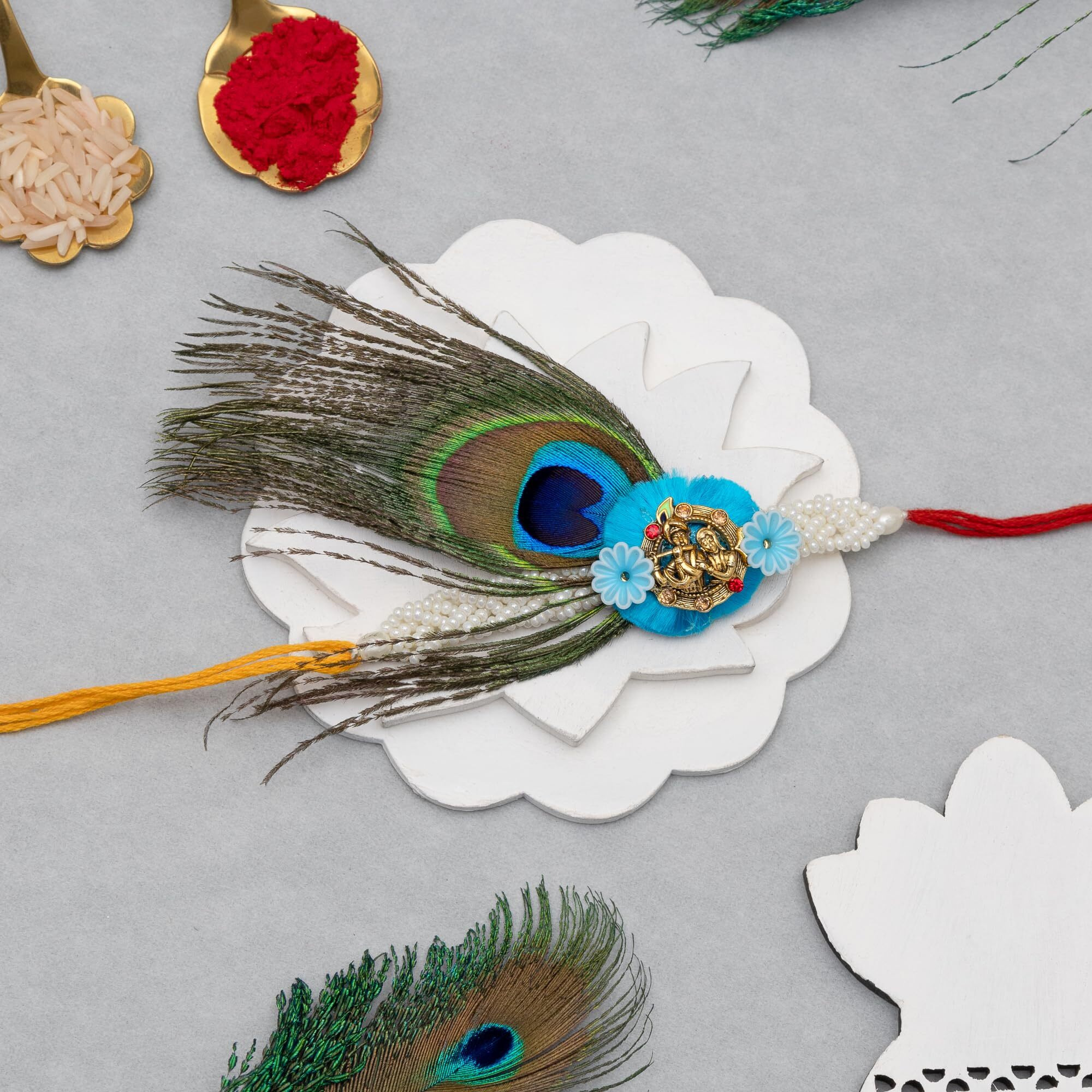 To The Nines Men's Krishna Rakhi For Brother With Tilak Material & Greeting Card