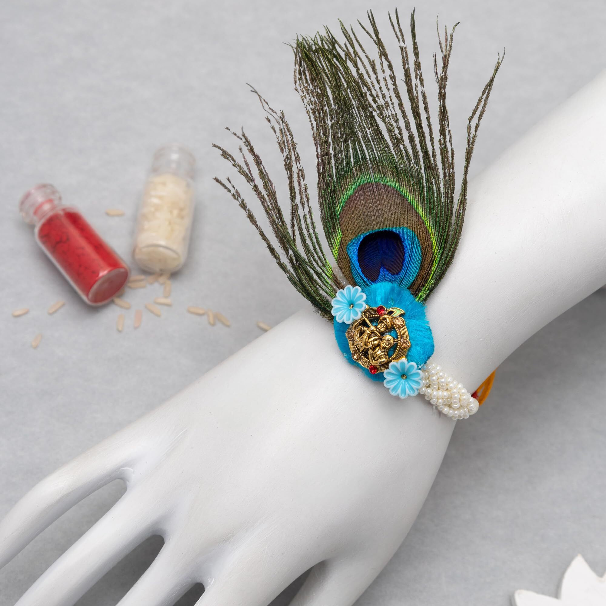 To The Nines Men's Krishna Rakhi For Brother With Tilak Material & Greeting Card