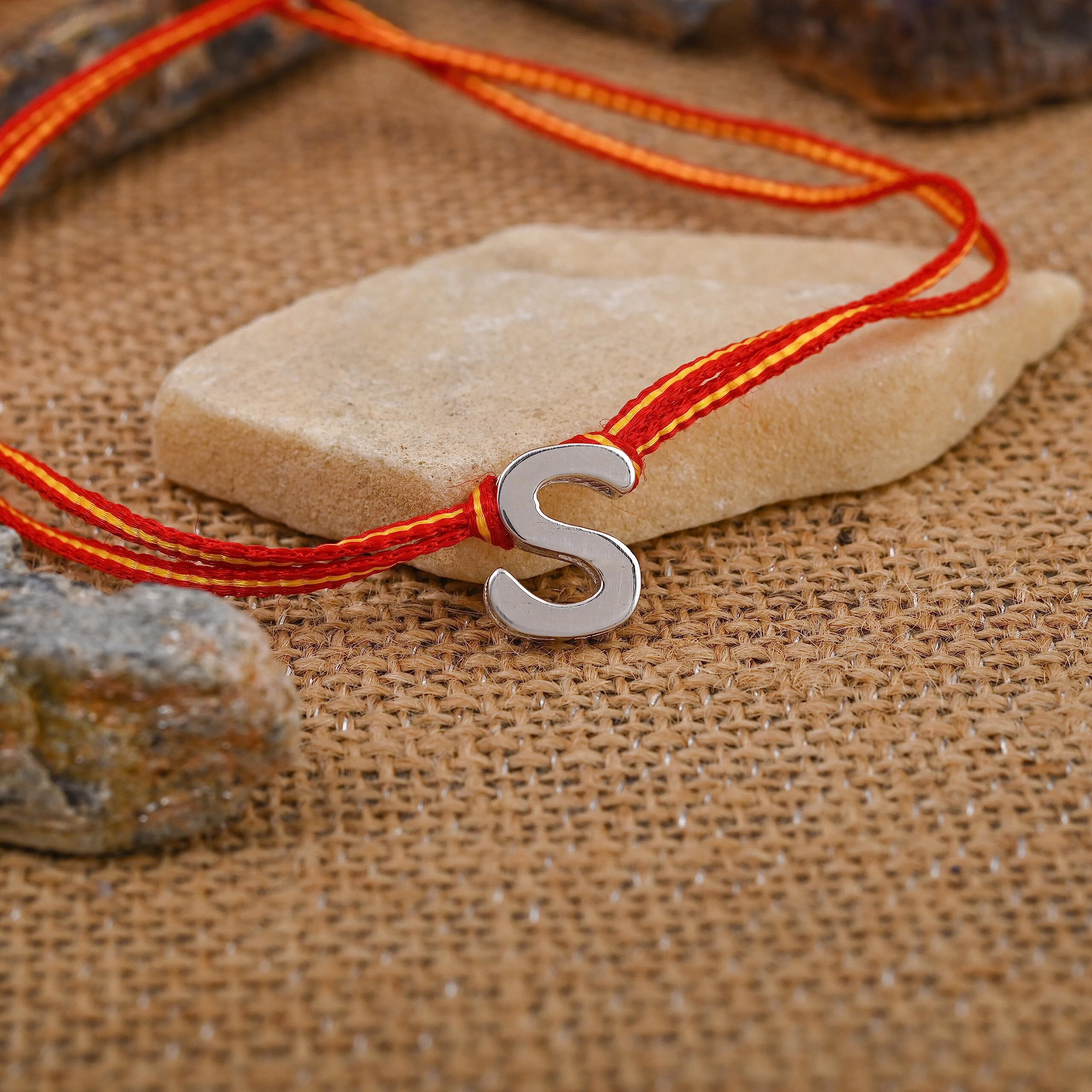 I Juels  Live The Emotions Pure Silver Initials Name Silver Rakhi For Brother. Silver Initials Rakhi For Men With Certificate (S)