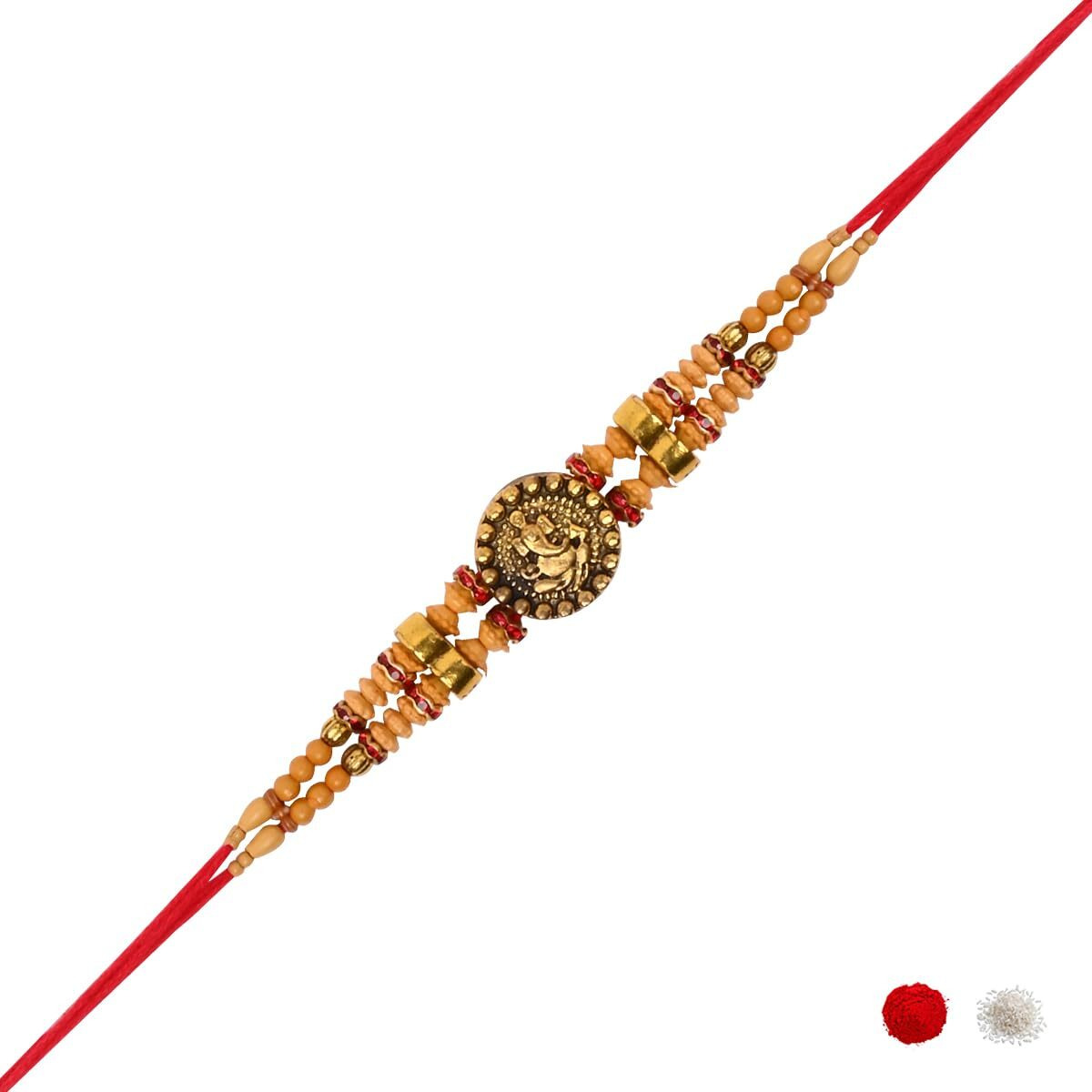 I Jewels Lord Ganesha Rakhi With Roli Chawal & Rakshabandhan Card For Men/Bro/Brother (R369)