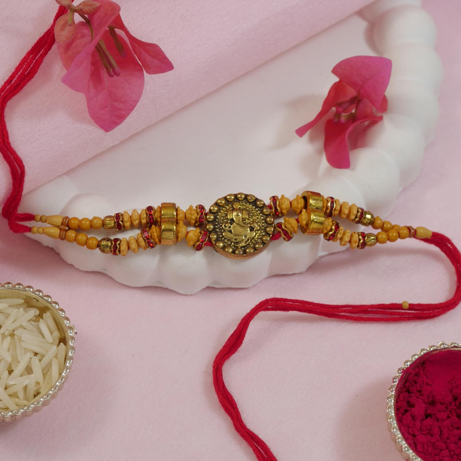 I Jewels Lord Ganesha Rakhi With Roli Chawal & Rakshabandhan Card For Men/Bro/Brother (R369)