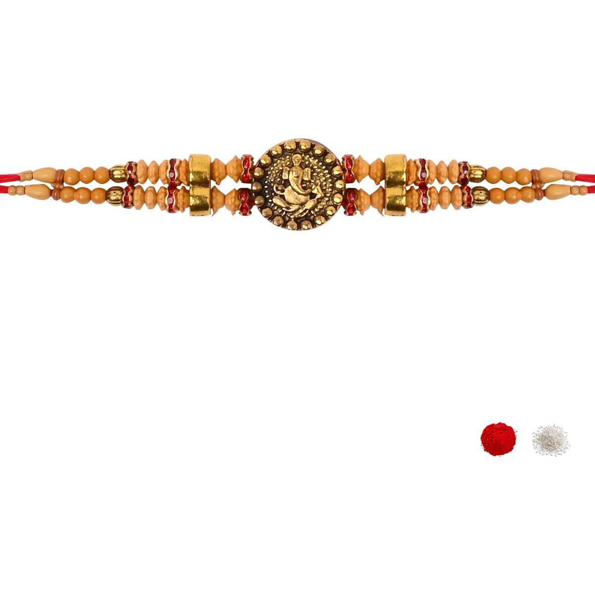 I Jewels Lord Ganesha Rakhi With Roli Chawal & Rakshabandhan Card For Men/Bro/Brother (R369)