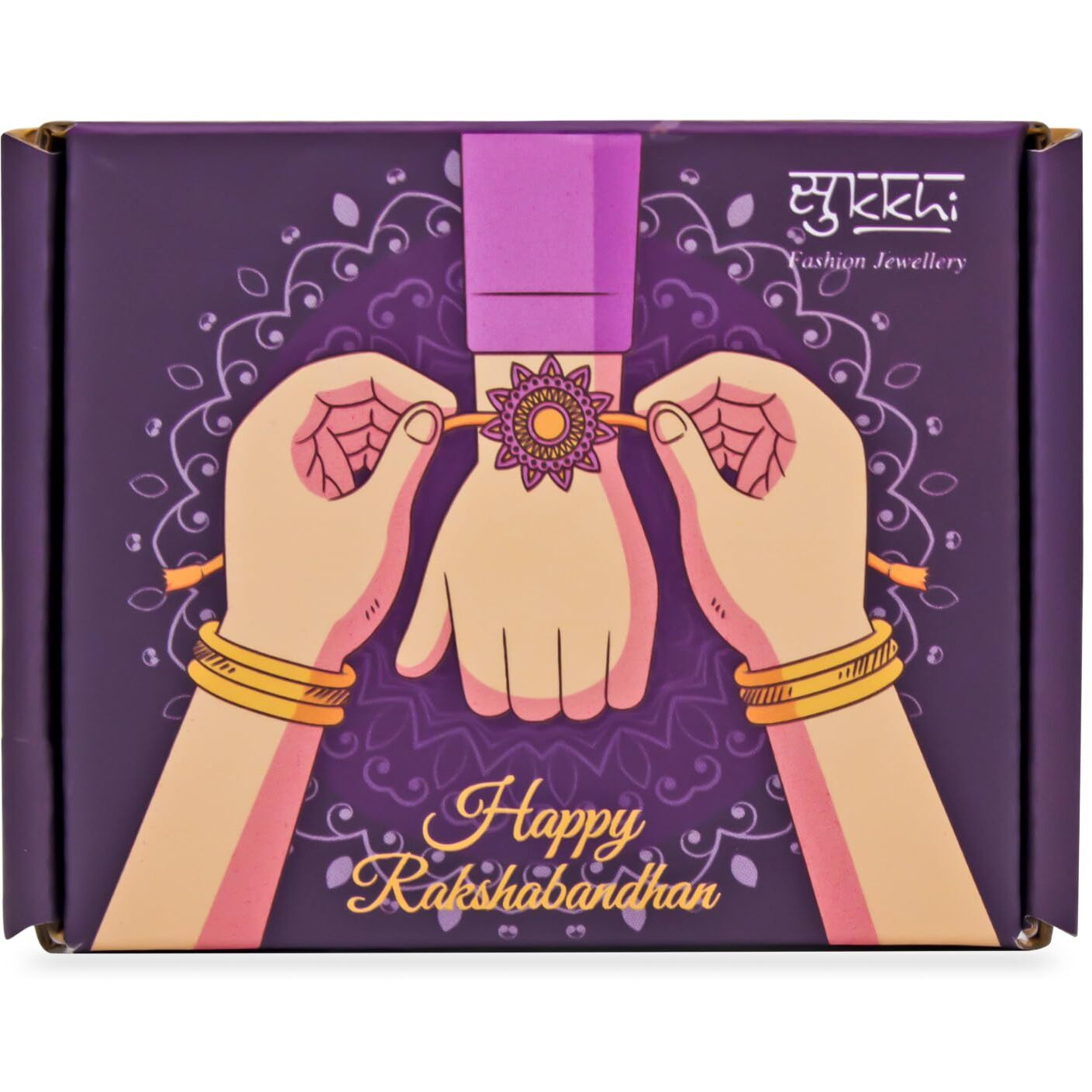 Sukkhi Rakhi Seaside Kundan Designer Gold Plated Premium Rakhi For Brother With Roli Chawal & Greeting Card | Rakhi For Bhaiya | Rakhi For Men | Kundan Rakhi | (Rak100033)